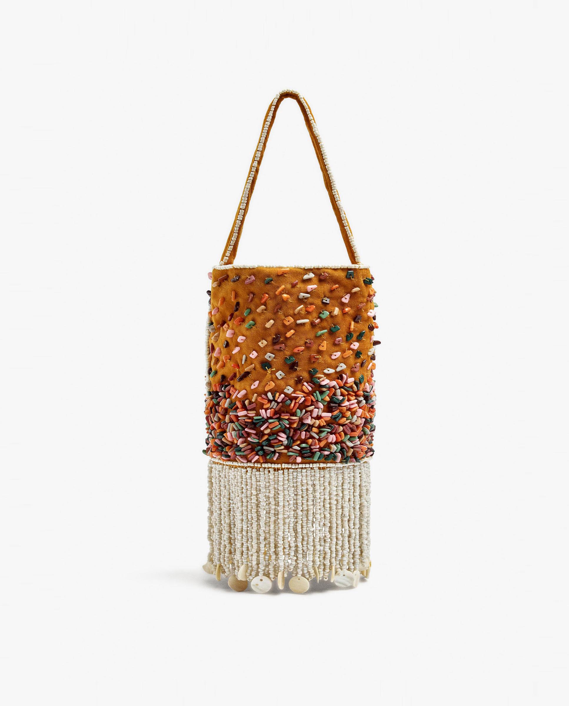 Bolso de fiesta estilo bombonera con cuentas y flecos con cierre imantado - Parfois - Multicolor Multicolor-1