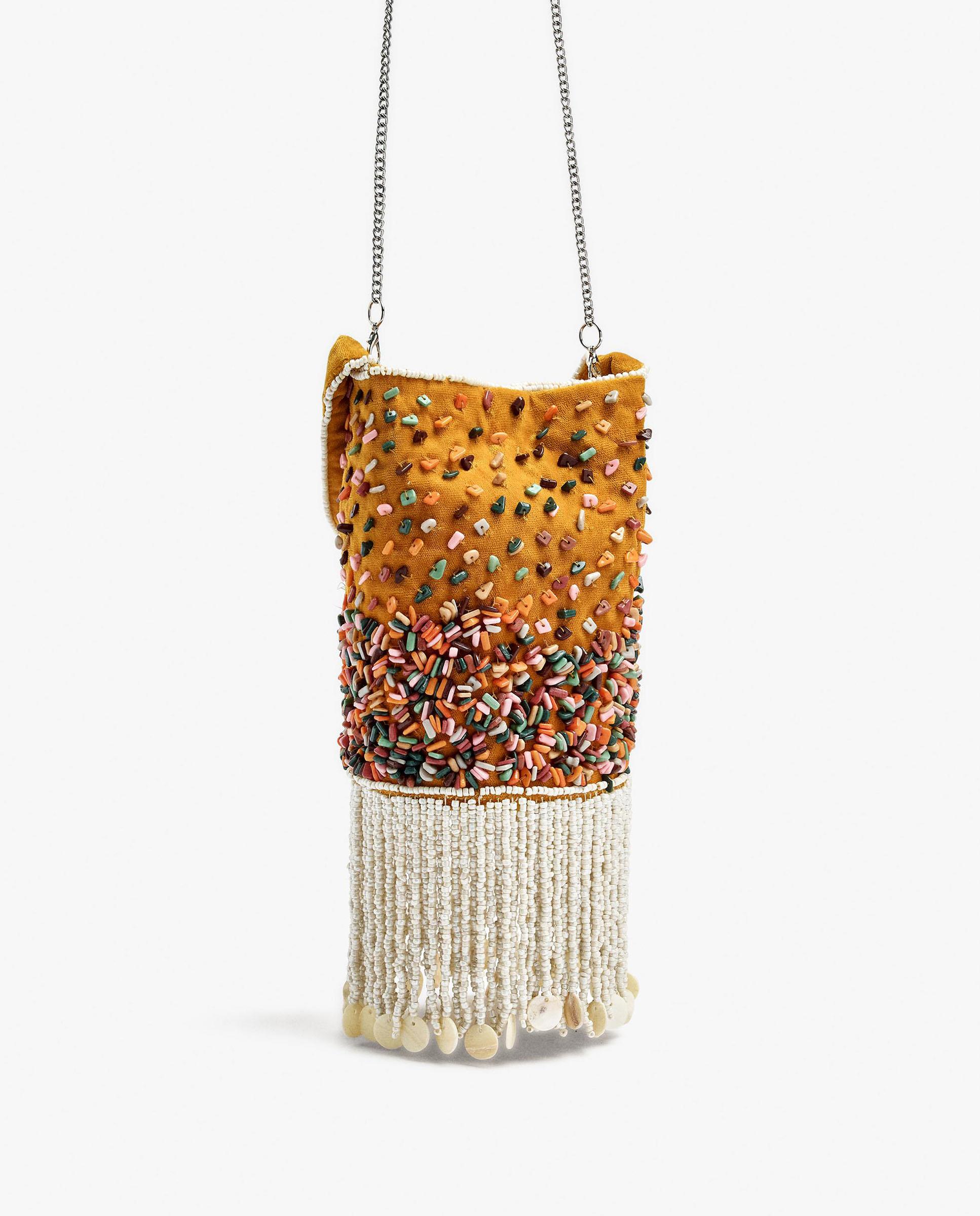 Bolso de fiesta estilo bombonera con cuentas y flecos con cierre imantado - Parfois - Multicolor Multicolor-2