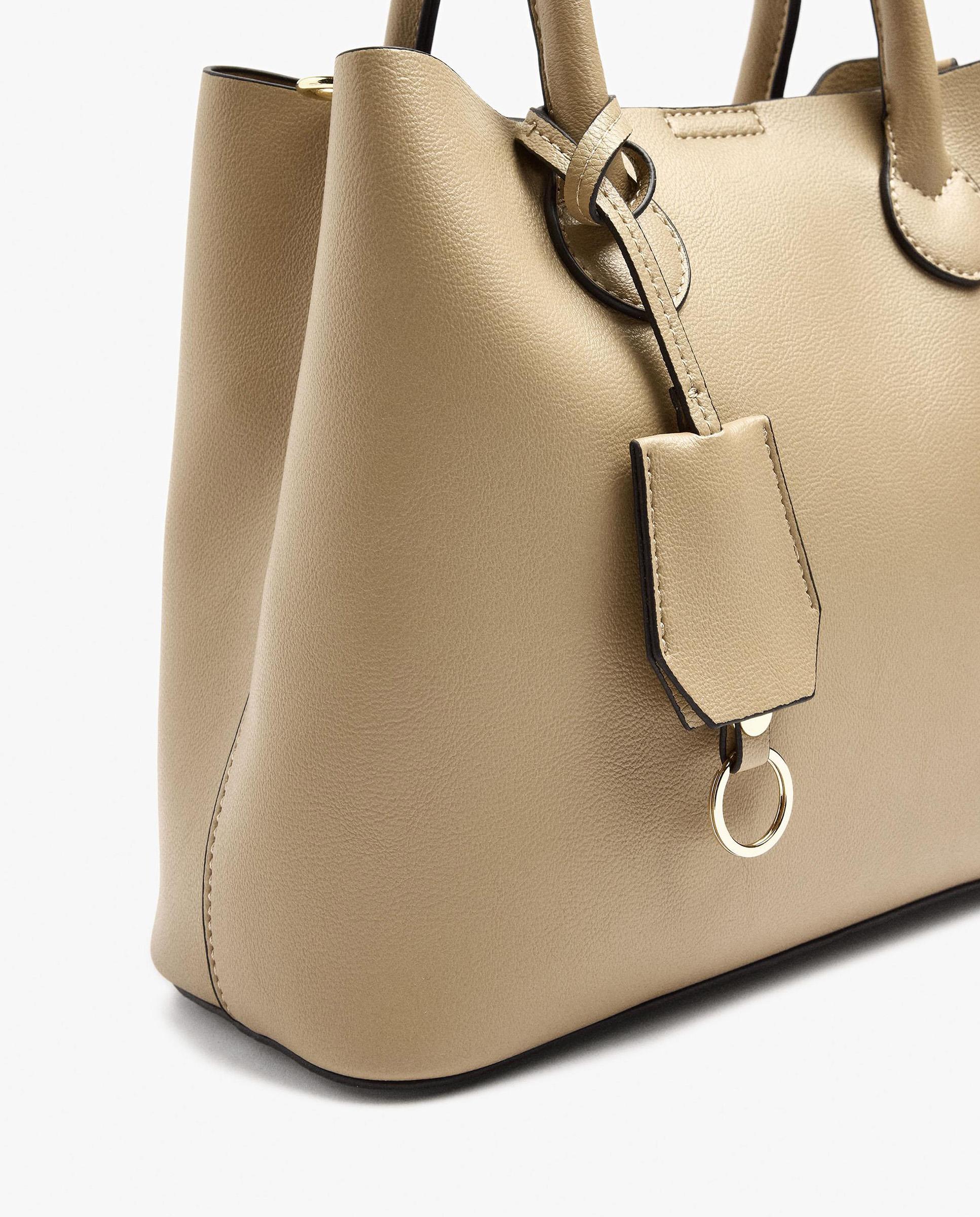 Bolso de mano estilo tote convertible a bandolera con cierre imantado en liso - Parfois - Beige Beige-3