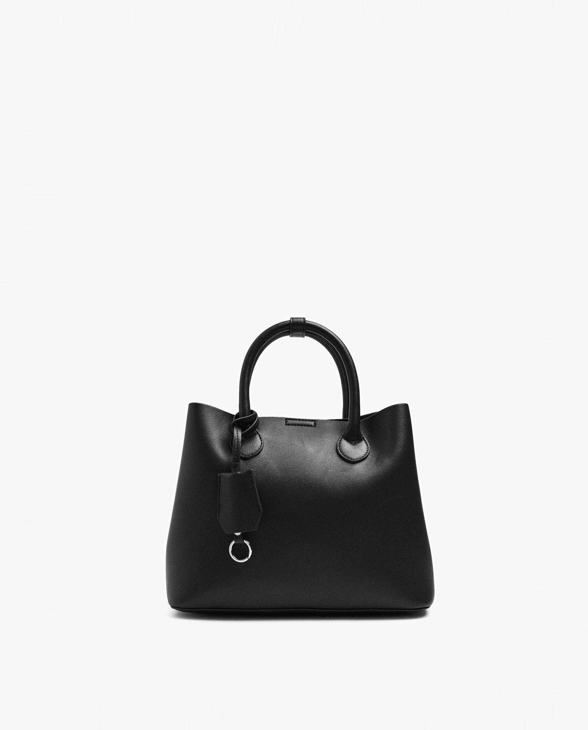 Bolso de mano estilo tote convertible a bandolera con cierre imantado en liso - Parfois - Negro Negro-1