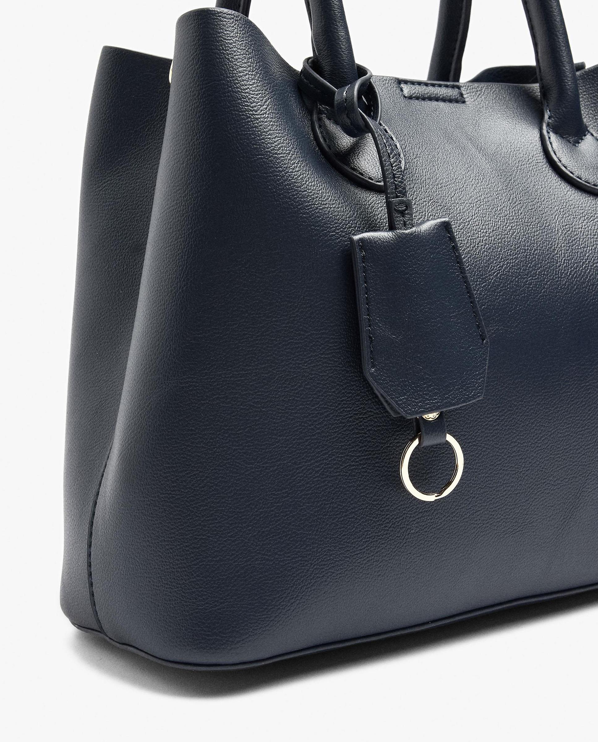 Bolso de mano estilo tote convertible a bandolera con cierre imantado en liso - Parfois - Azul marino Azul marino-3