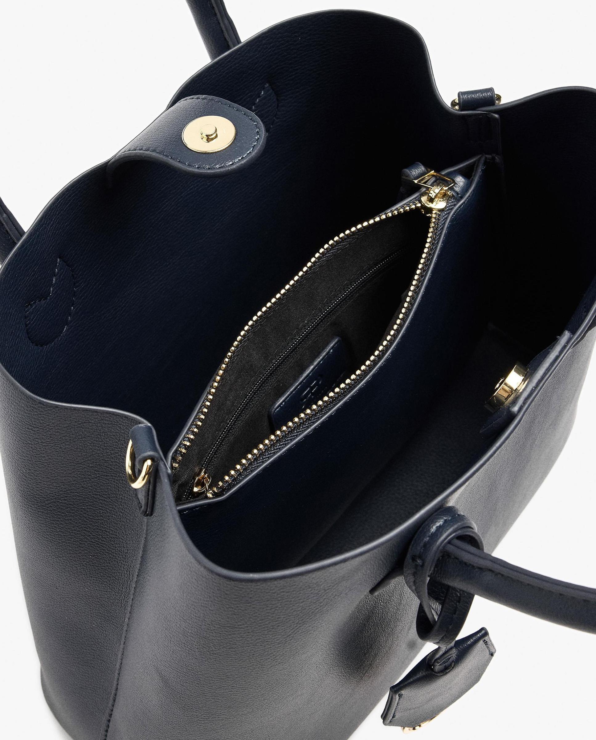 Bolso de mano estilo tote convertible a bandolera con cierre imantado en liso - Parfois - Azul marino Azul marino-4