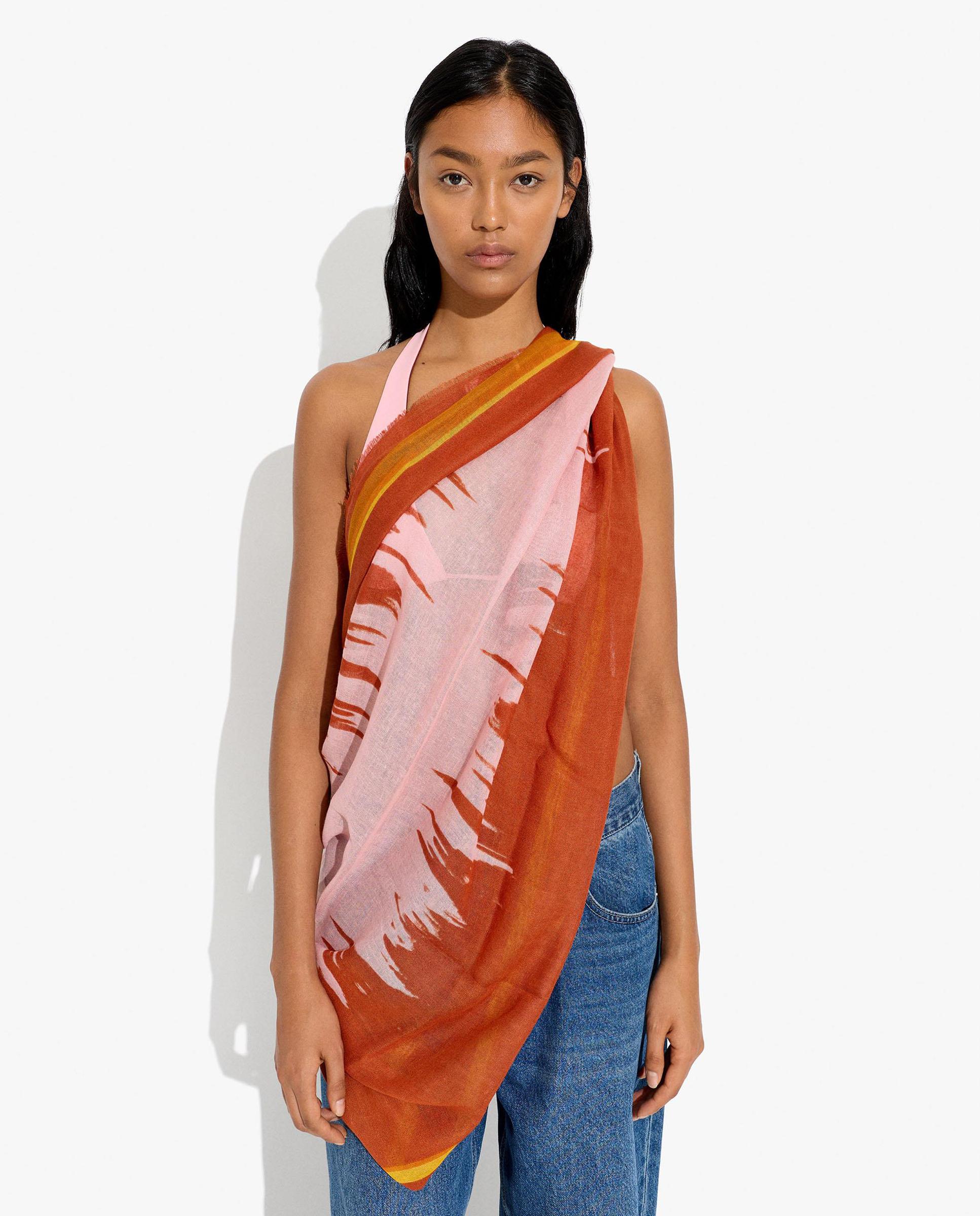 Pañuelo con pespuntes y estampado - Parfois - Naranja Naranja-2