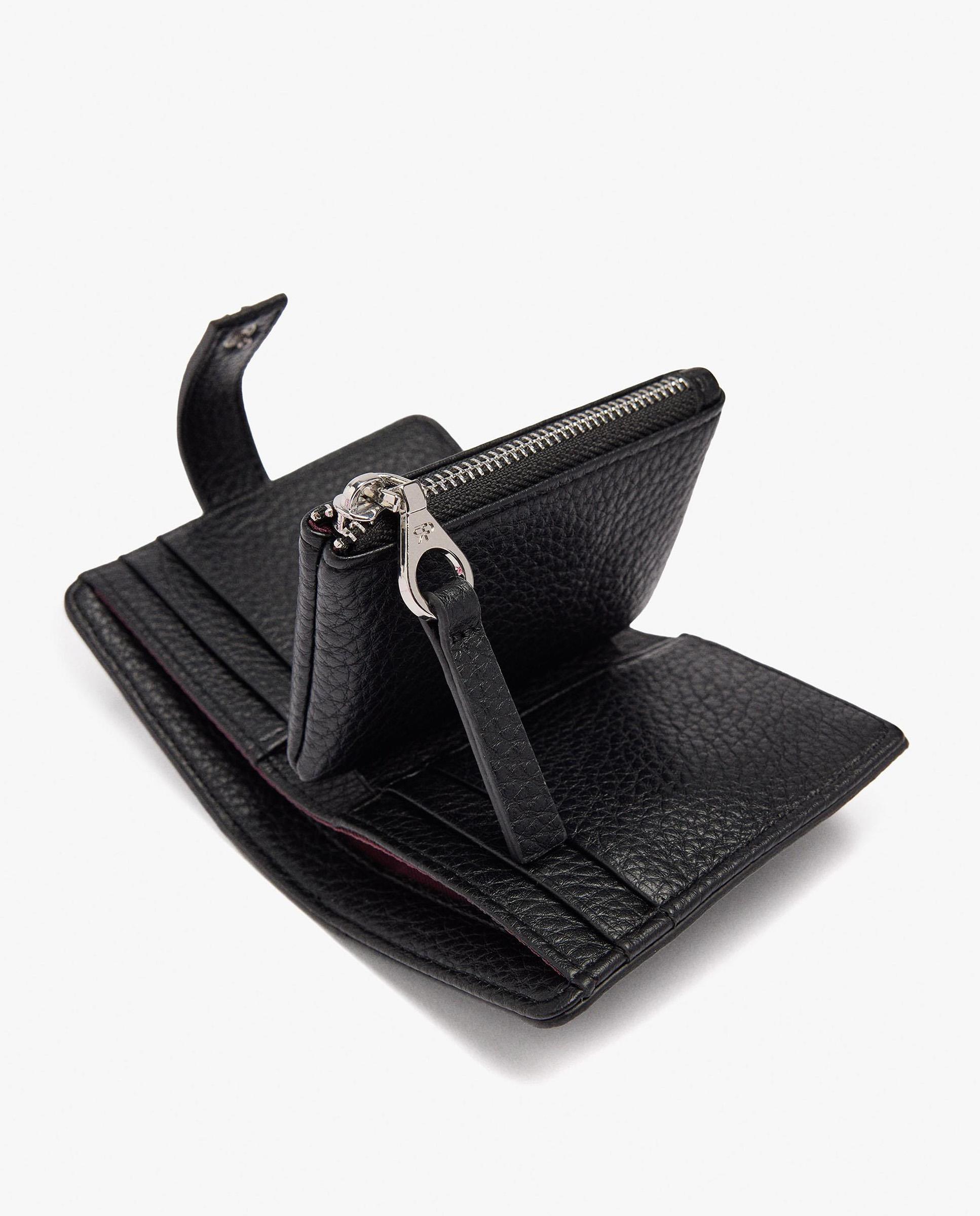Cartera de mujer pequeña con cierre de cremallera en liso - Parfois - Negro Negro-4