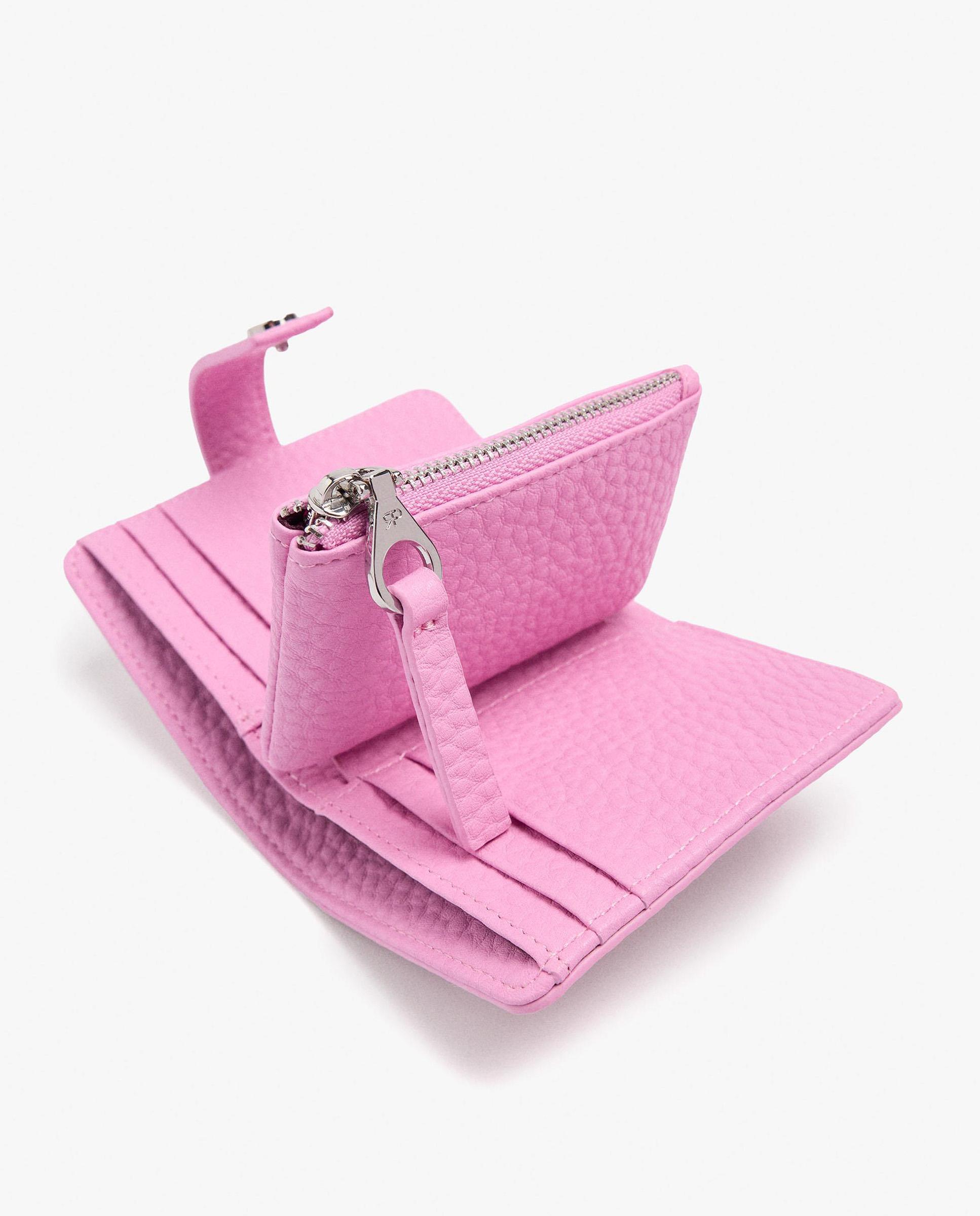 Cartera de mujer pequeña con cierre de cremallera en liso - Parfois - Rosa Rosa-4