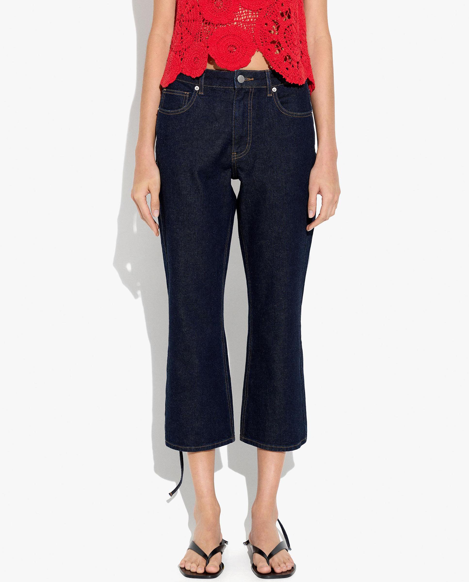 Vaqueros rectos de mujer estilo cropped con cierre de botones - Parfois - Azul Azul-2