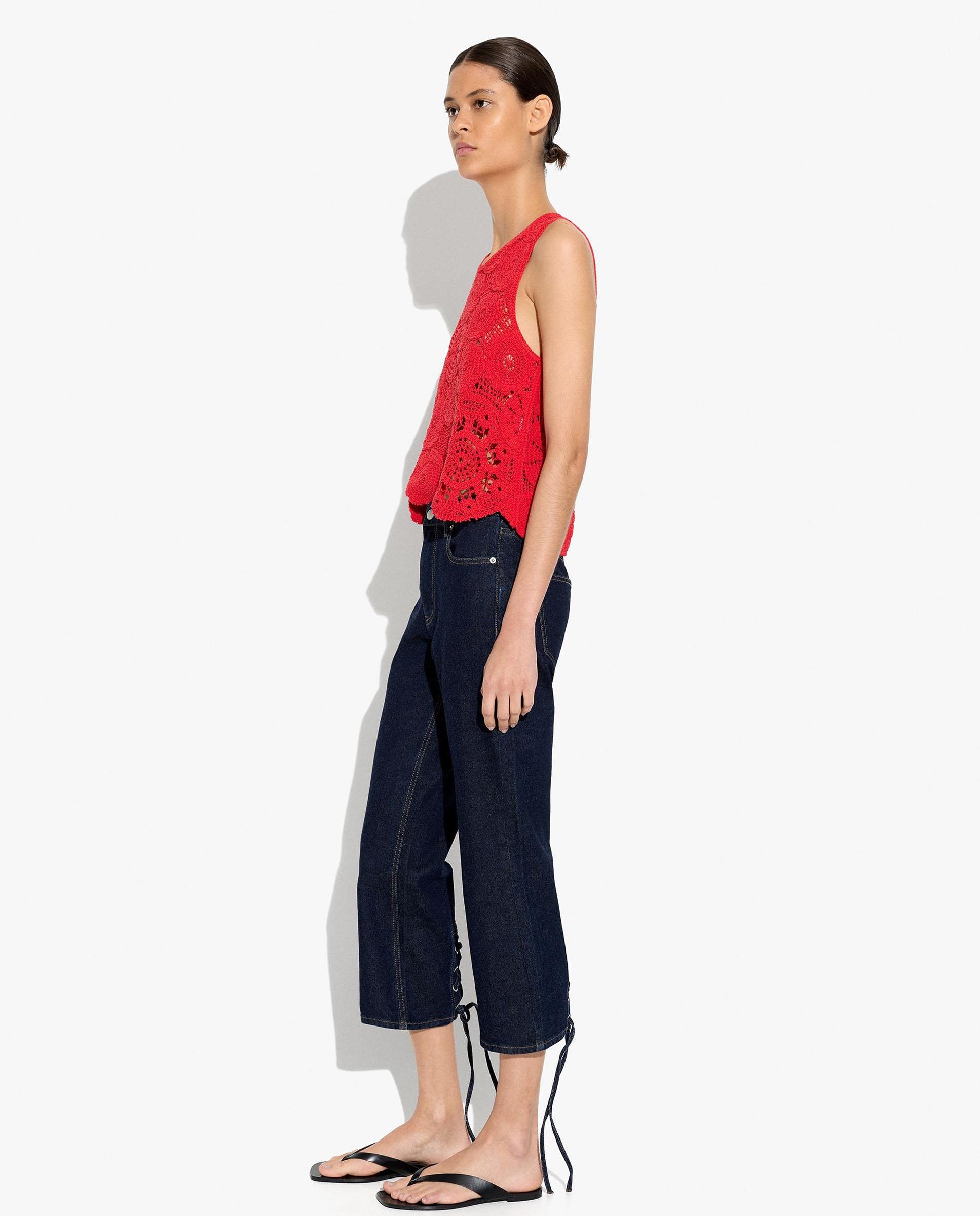 Vaqueros rectos de mujer estilo cropped con cierre de botones - Parfois - Azul Azul-3