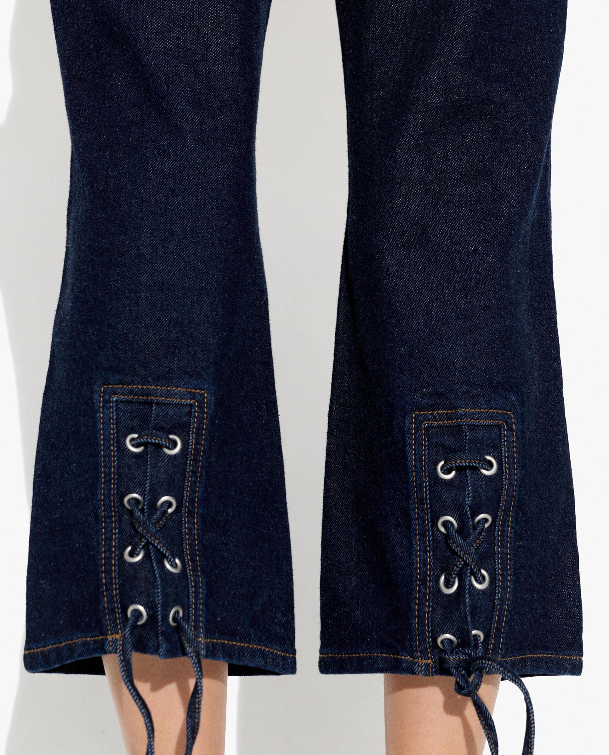 Vaqueros rectos de mujer estilo cropped con cierre de botones - Parfois - Azul Azul-5