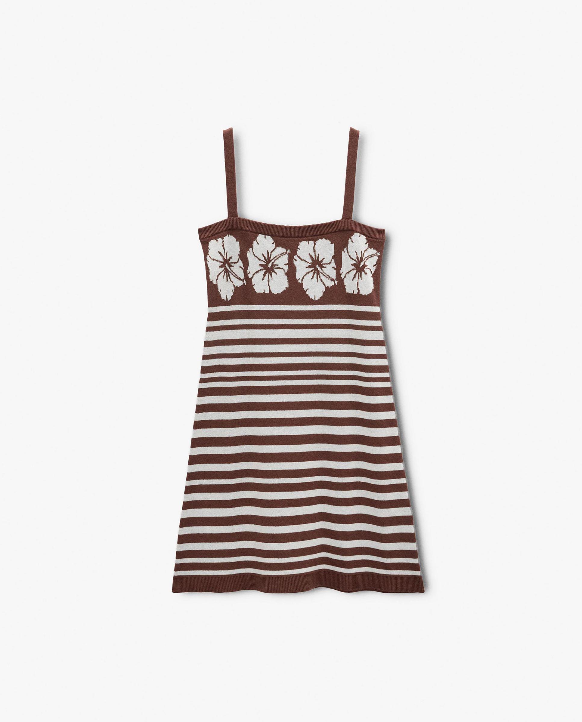 Vestido corto de tirantes con estampado de rayas - Parfois - Marrón Marrón-7