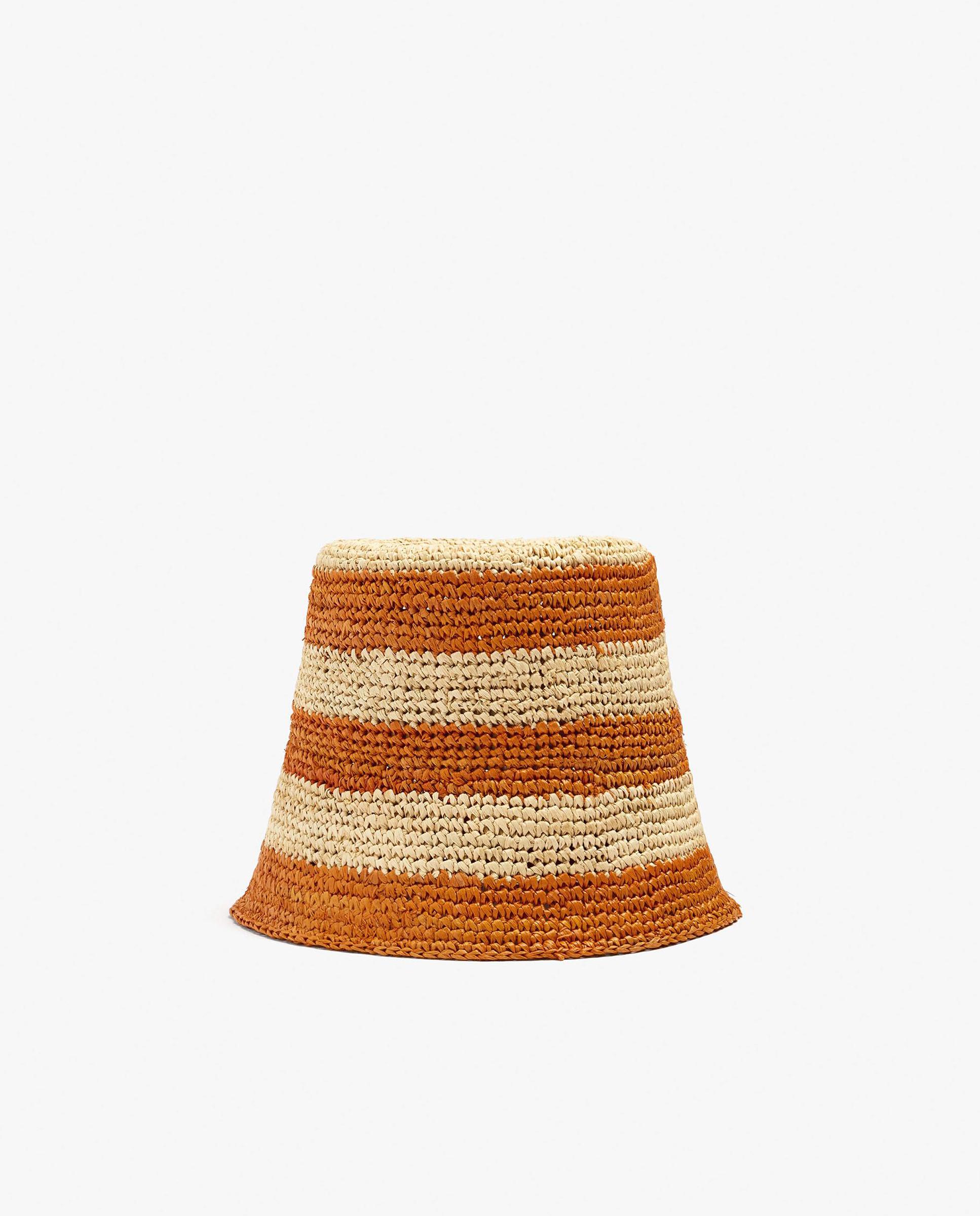Gorro de mujer de rafia estilo bucket con estampado de rayas - Parfois - Multicolor Multicolor-1