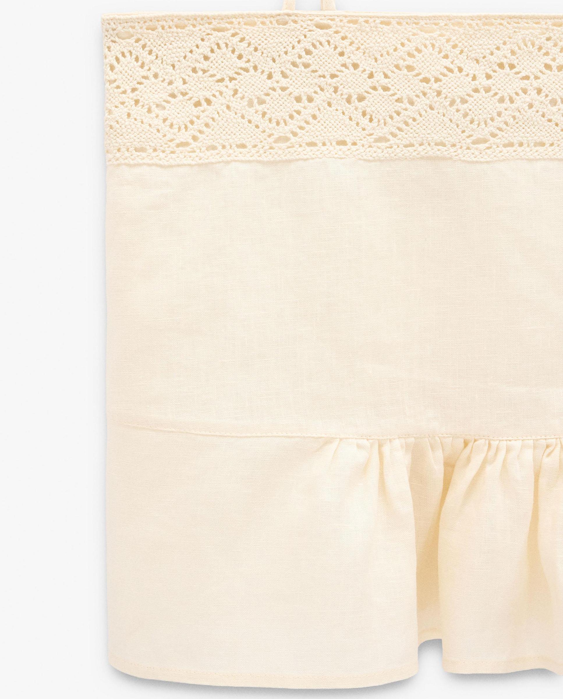 Top de mujer 100% lino de tirantes con detalles de crochet - Parfois - Amarillo Amarillo-5