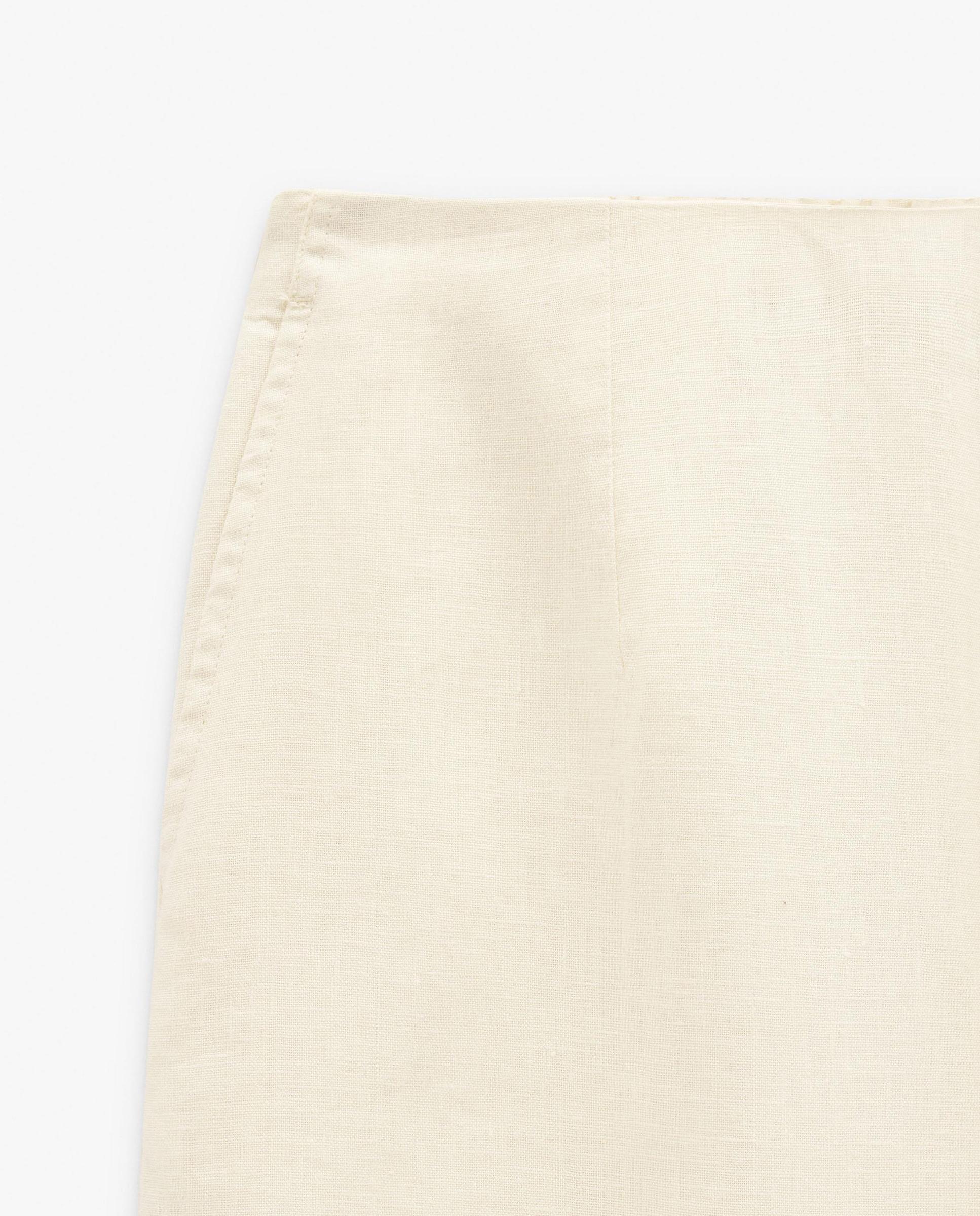 Pantalones rectos de mujer 100% lino con cintura elástica - Parfois - Natural Natural-6