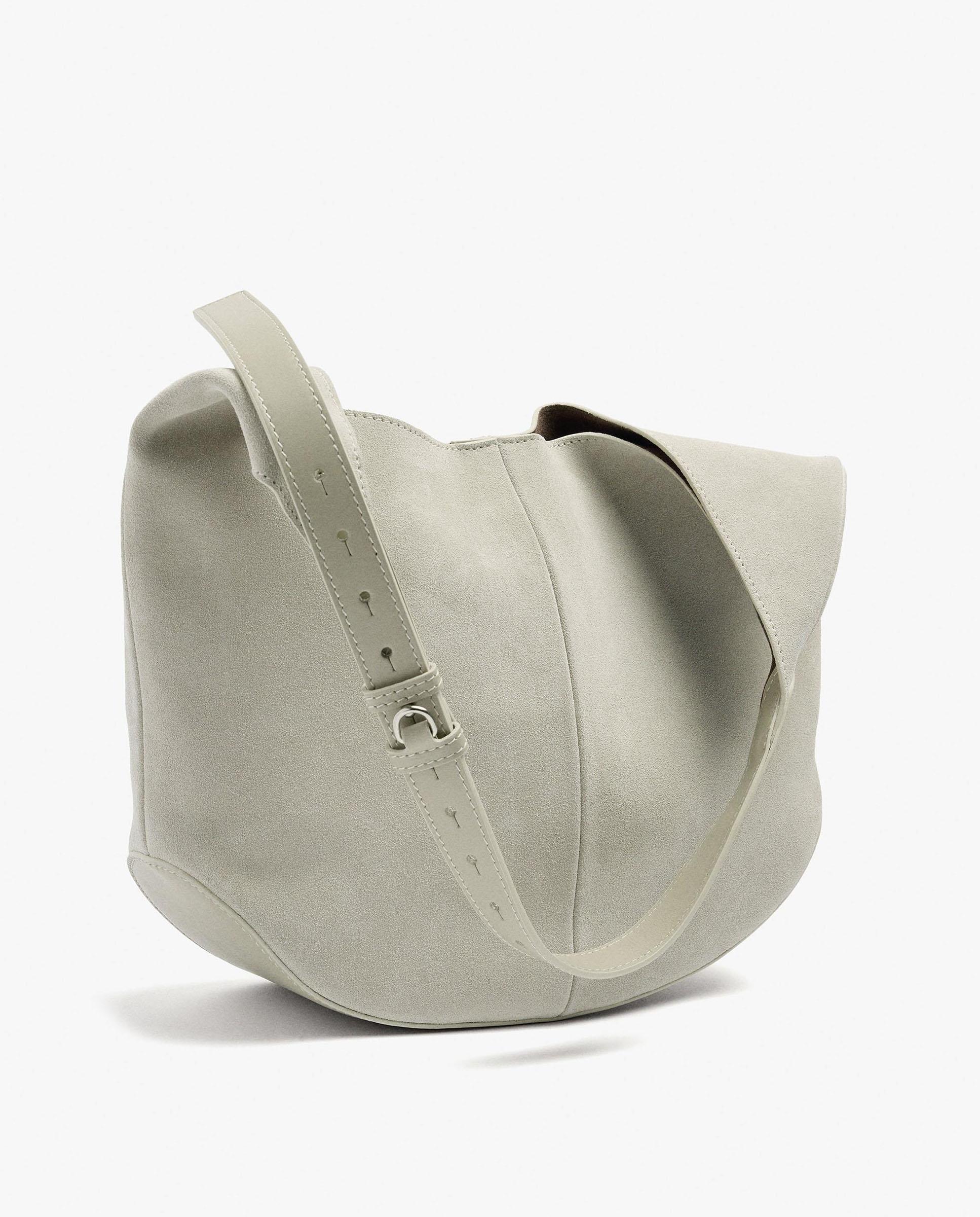 Bolso de hombro 100% piel con neceser extraíble con cierre de imán en liso - Parfois - Crudo Crudo-5