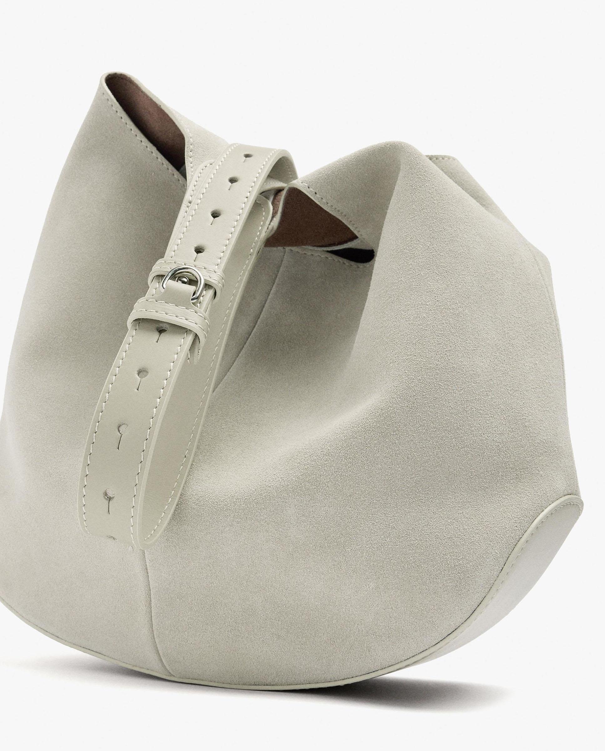 Bolso de hombro 100% piel con neceser extraíble con cierre de imán en liso - Parfois - Crudo Crudo-6