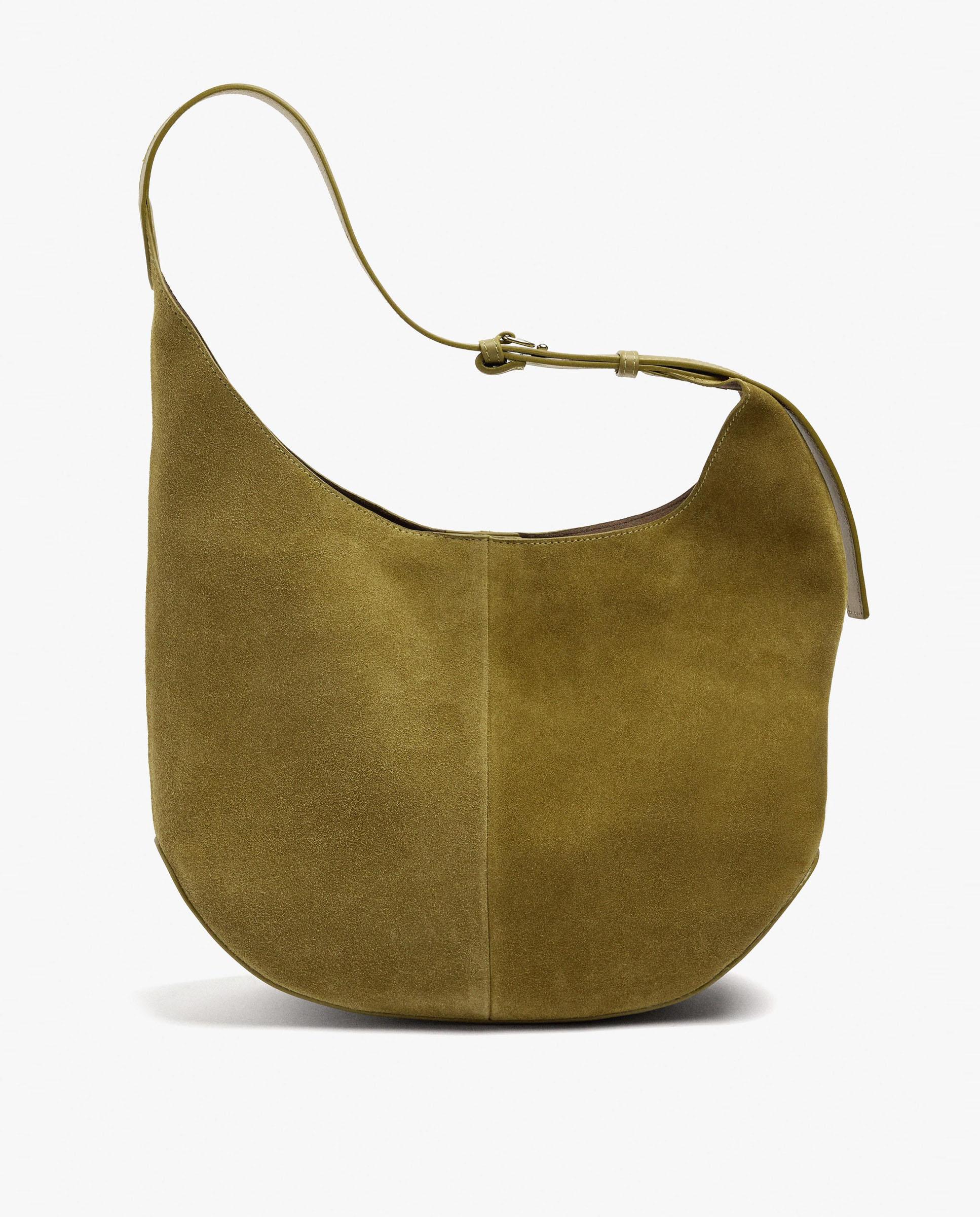Bolso de hombro 100% piel con neceser extraíble con cierre de imán en liso - Parfois - Mostaza Mostaza-1