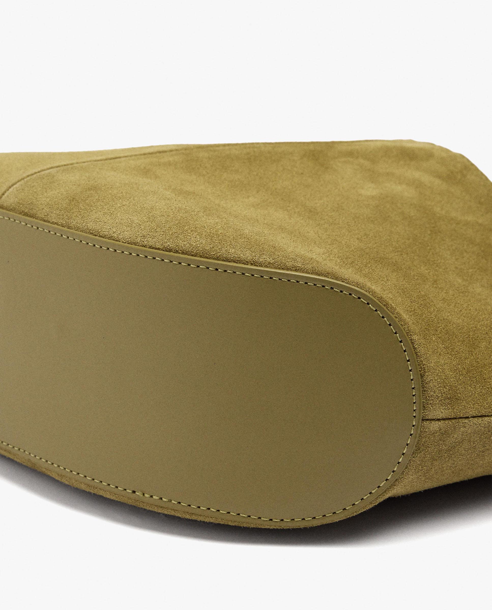 Bolso de hombro 100% piel con neceser extraíble con cierre de imán en liso - Parfois - Mostaza Mostaza-5