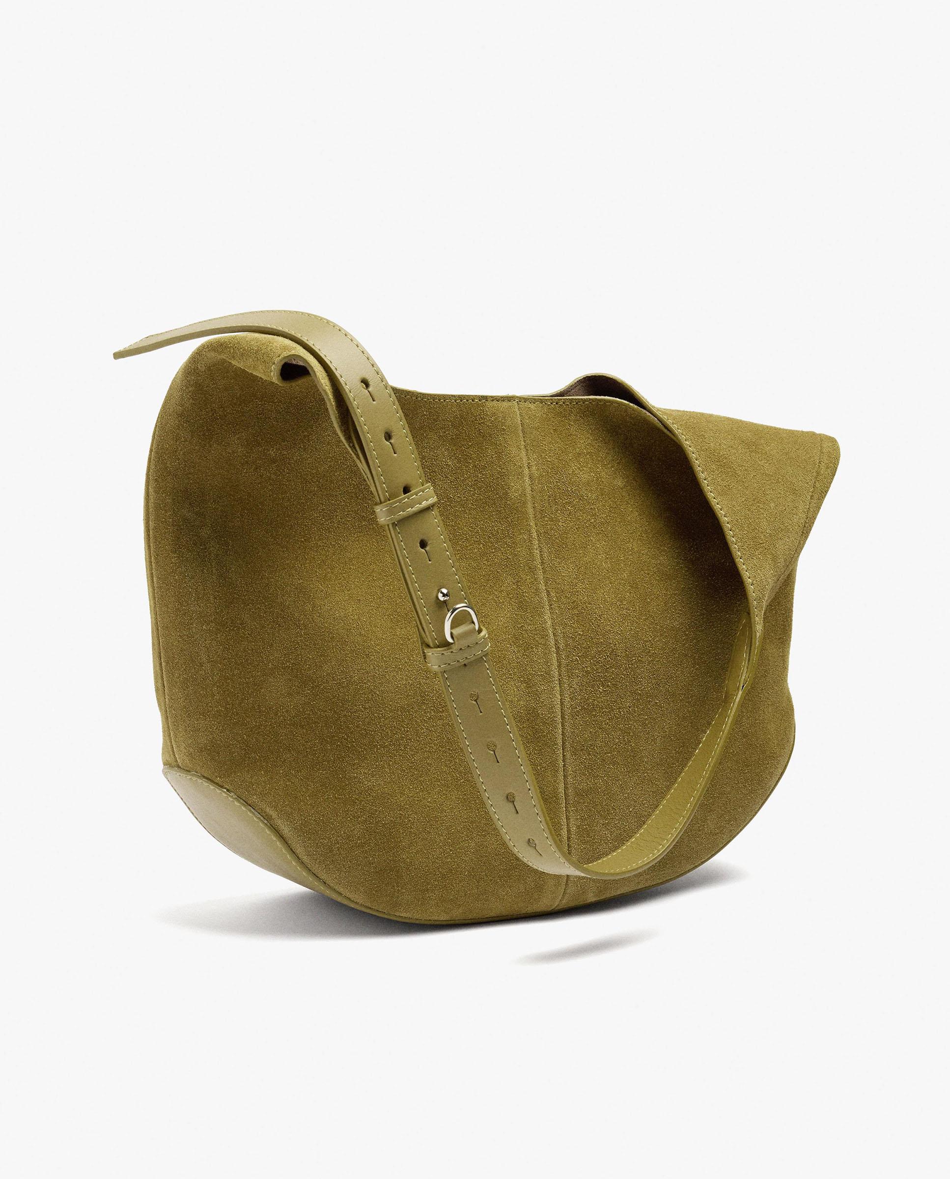 Bolso de hombro 100% piel con neceser extraíble con cierre de imán en liso - Parfois - Mostaza Mostaza-6