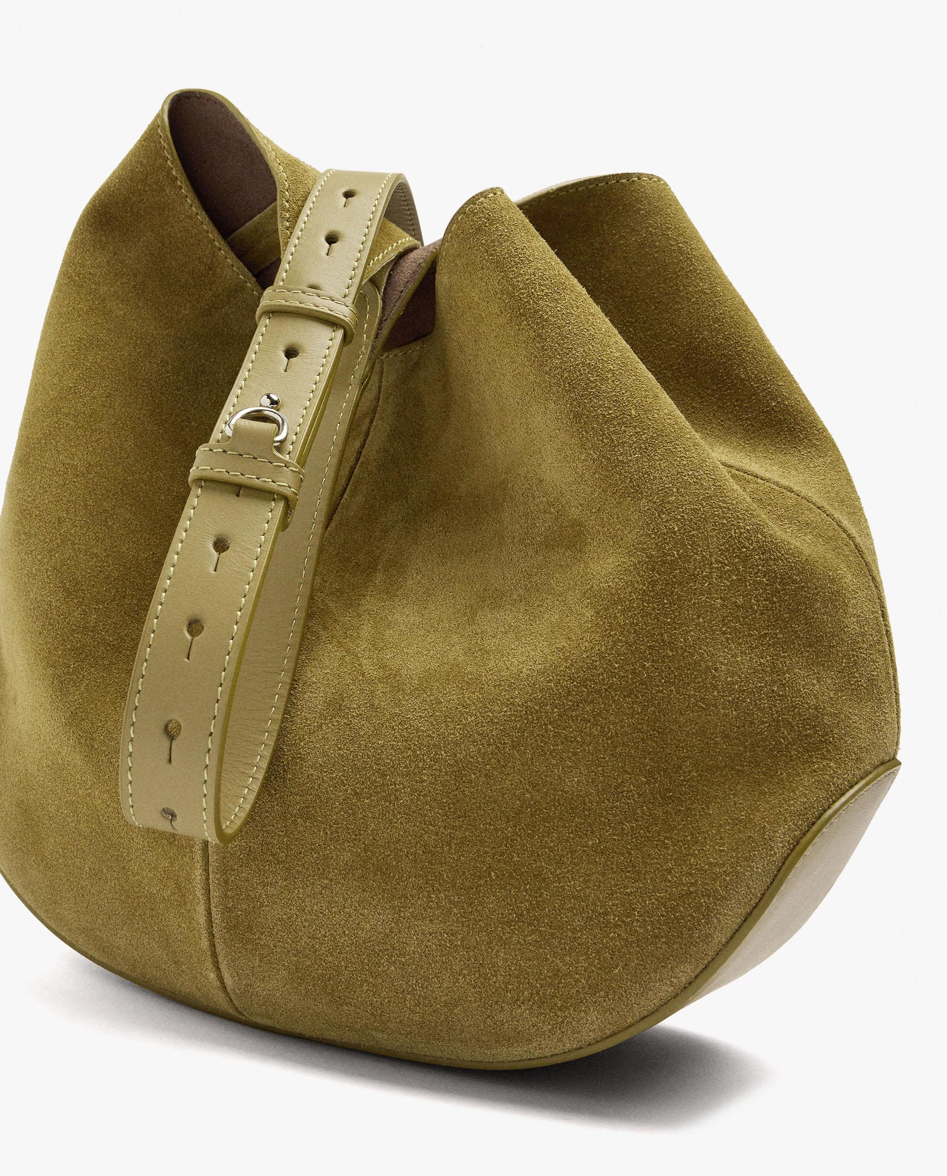 Bolso de hombro 100% piel con neceser extraíble con cierre de imán en liso - Parfois - Mostaza Mostaza-7