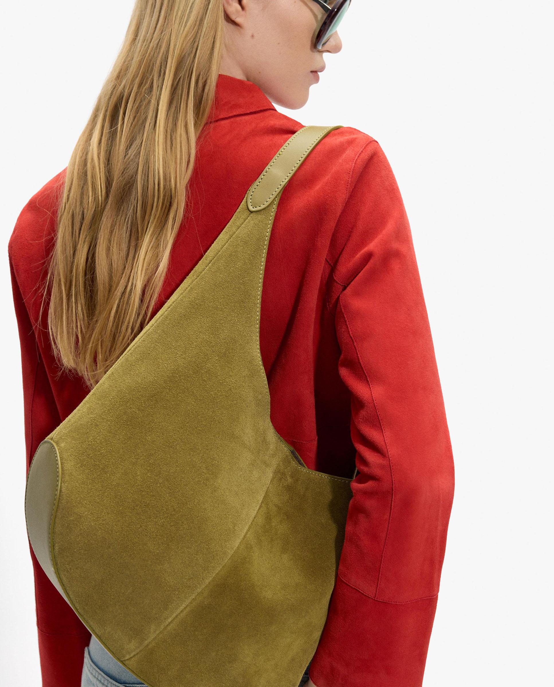 Bolso de hombro 100% piel con neceser extraíble con cierre de imán en liso - Parfois - Mostaza Mostaza-3