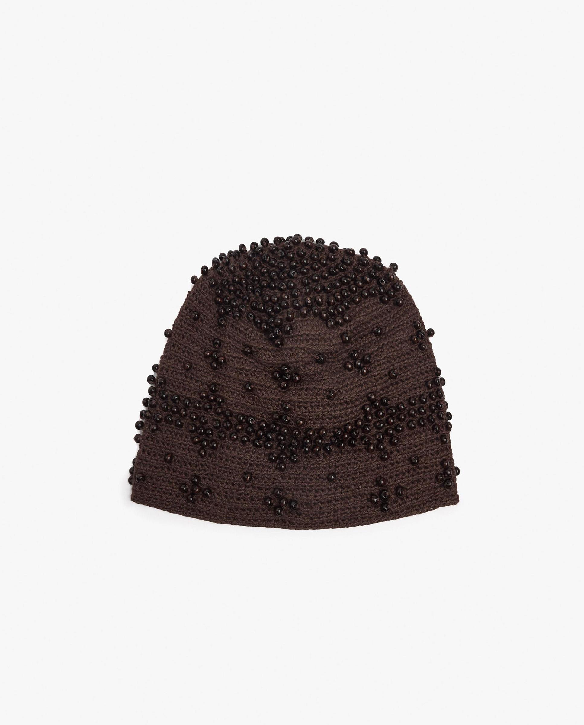 Gorro de mujer con cuentas decorativas en liso - Parfois - Marrón oscuro Marrón oscuro-1