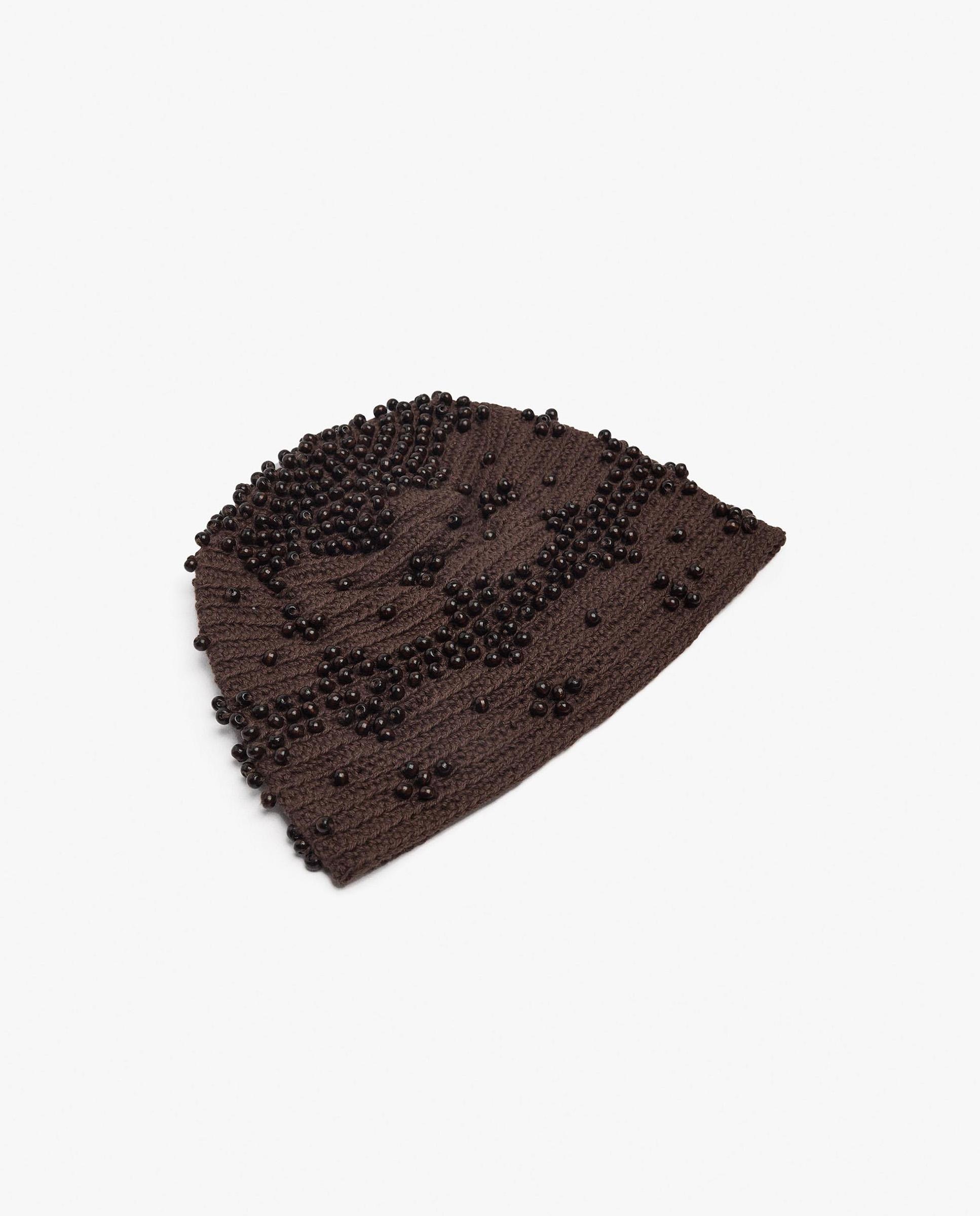 Gorro de mujer con cuentas decorativas en liso - Parfois - Marrón oscuro Marrón oscuro-2