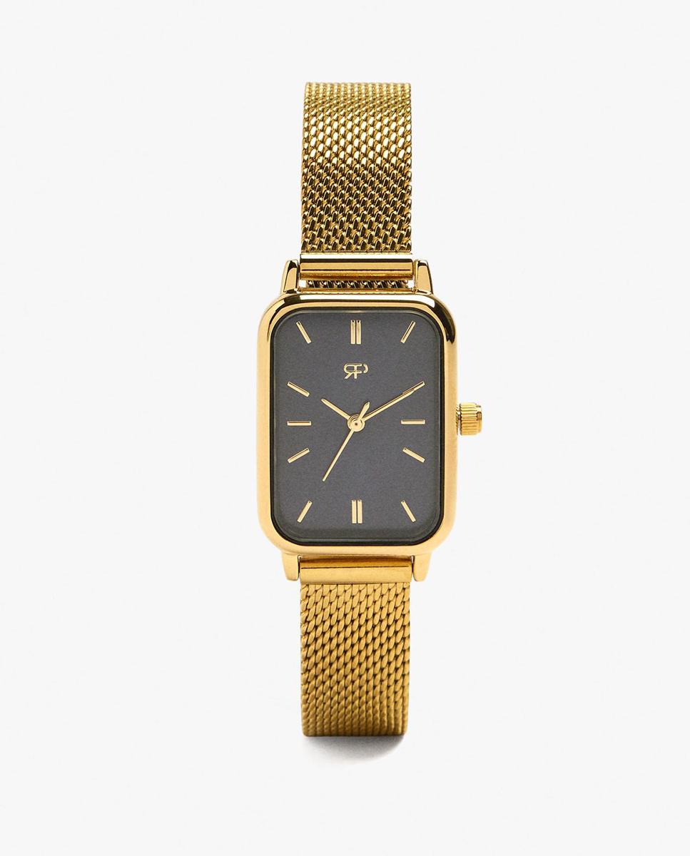 Reloj de mujer parfois de acero inoxidable cuadrado en liso - Dorado Dorado-1
