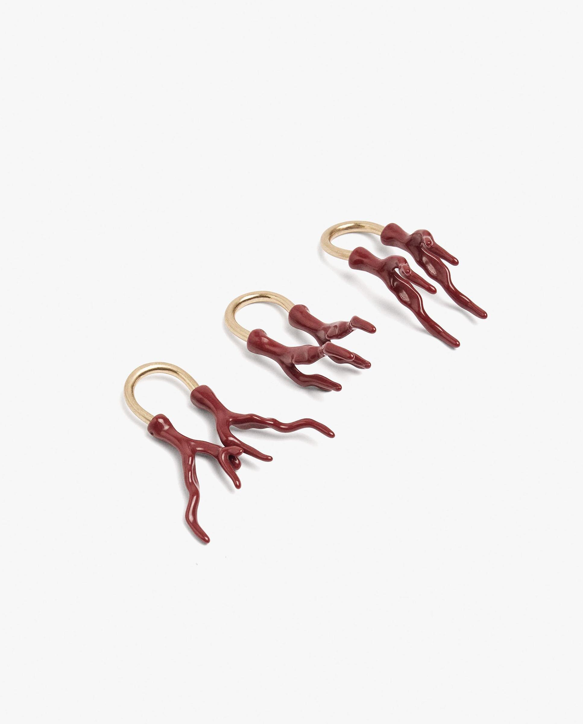 Pack de 3 anillos con charm decorativos - Parfois - Rojo Rojo-3