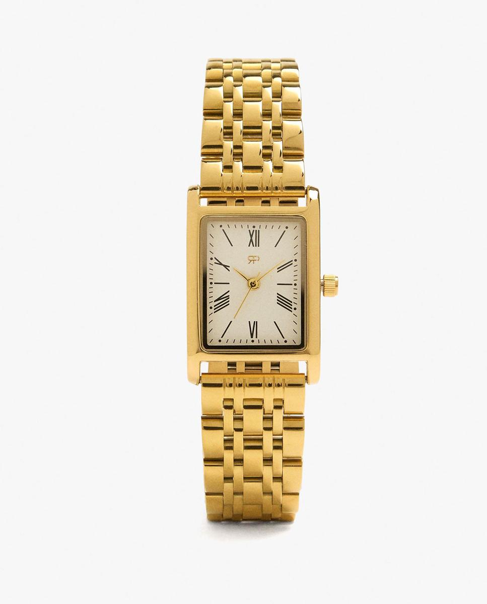 Reloj de mujer parfois de acero inoxidable cuadrado en liso - Dorado Dorado-1