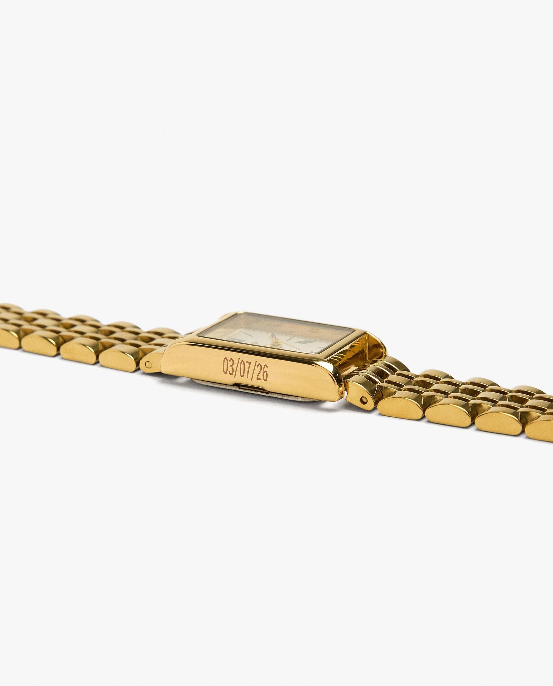 Reloj de mujer parfois de acero inoxidable cuadrado en liso - Dorado Dorado-2