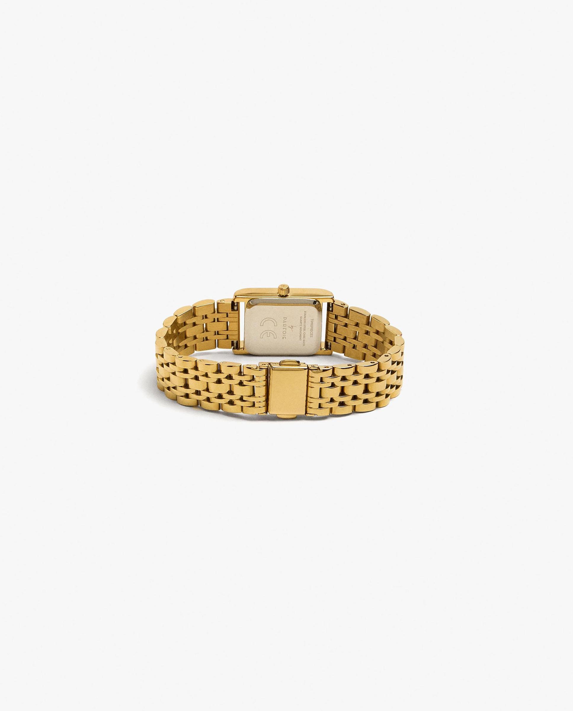 Reloj de mujer parfois de acero inoxidable cuadrado en liso - Dorado Dorado-4