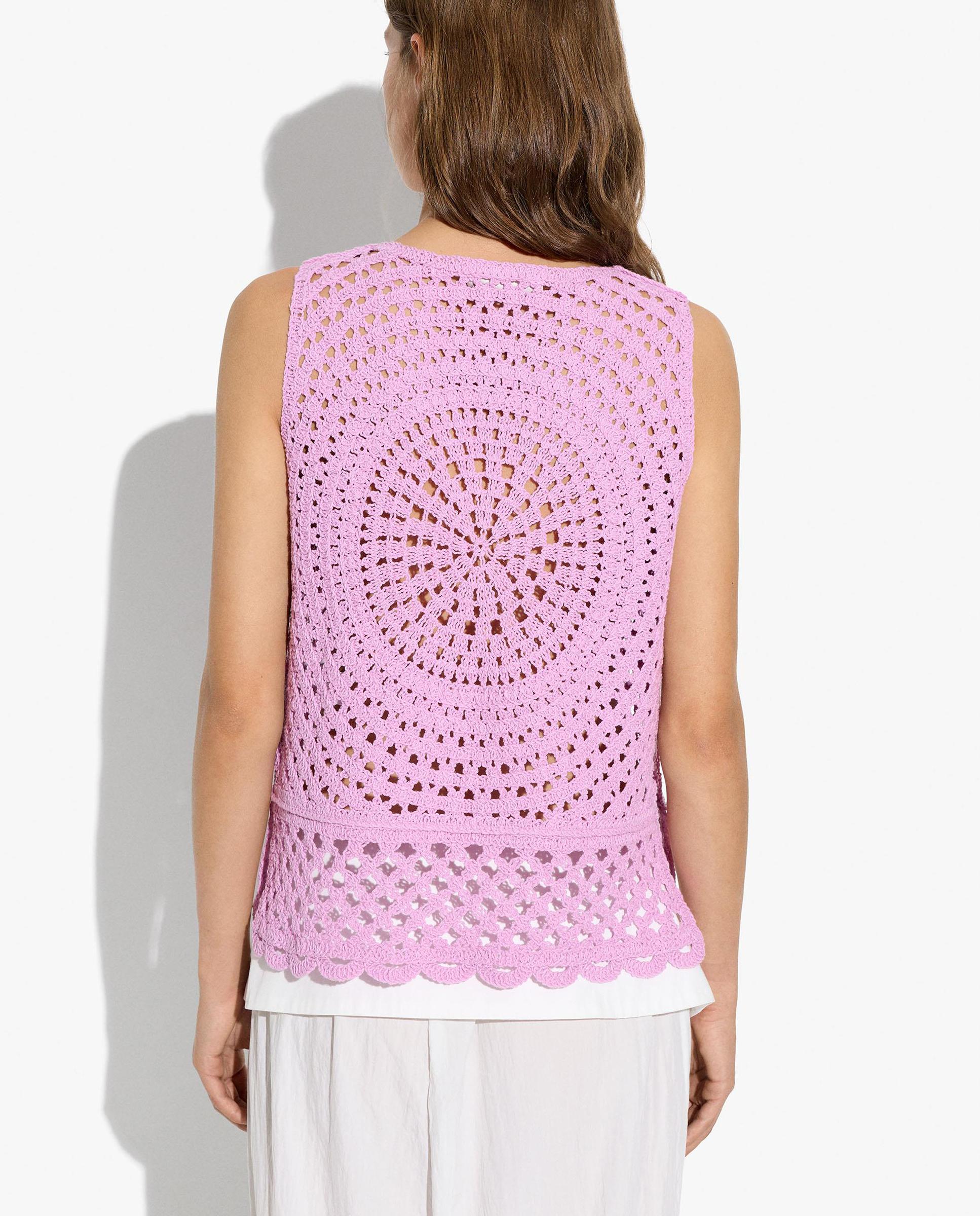 Top de mujer 100% algodón de crochet en liso - Parfois - Rosa Rosa-4