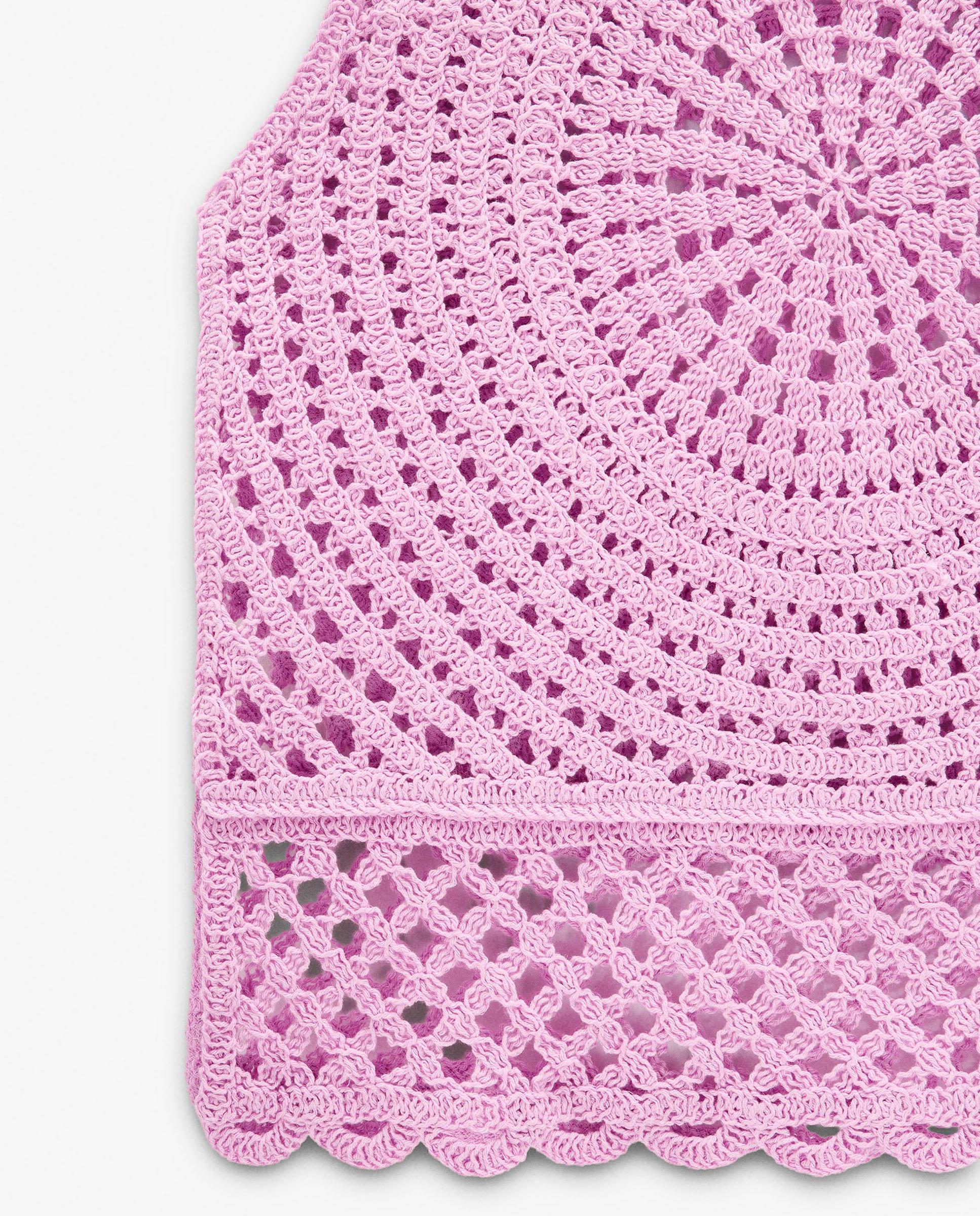 Top de mujer 100% algodón de crochet en liso - Parfois - Rosa Rosa-5