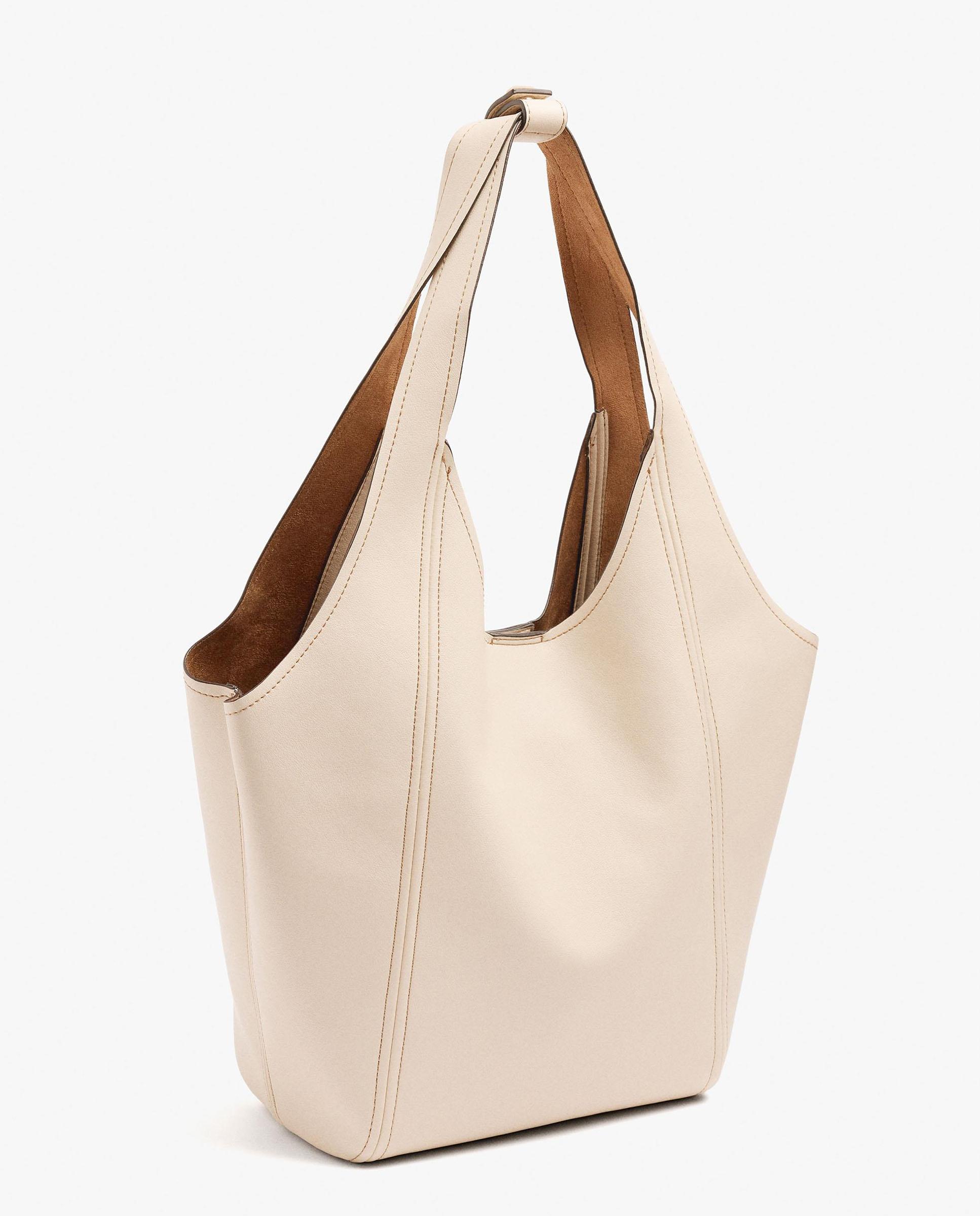 Shopper grande con cierre imantado en liso - Parfois - Crudo Crudo-2