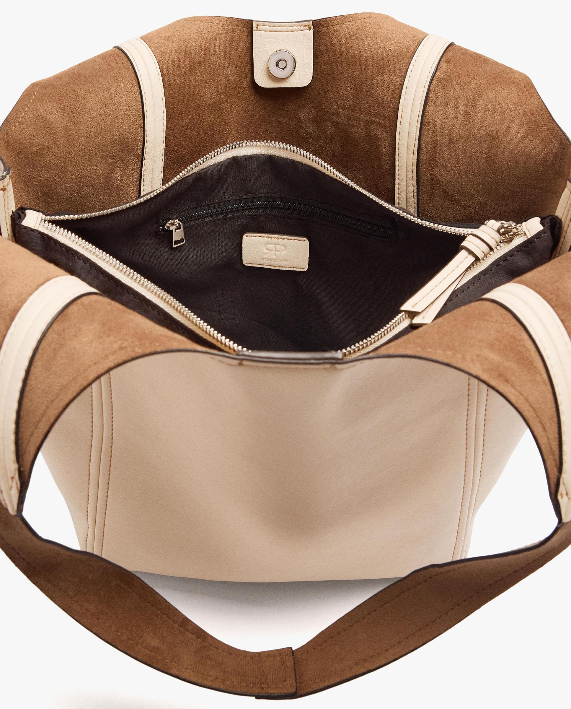 Shopper grande con cierre imantado en liso - Parfois - Crudo Crudo-4