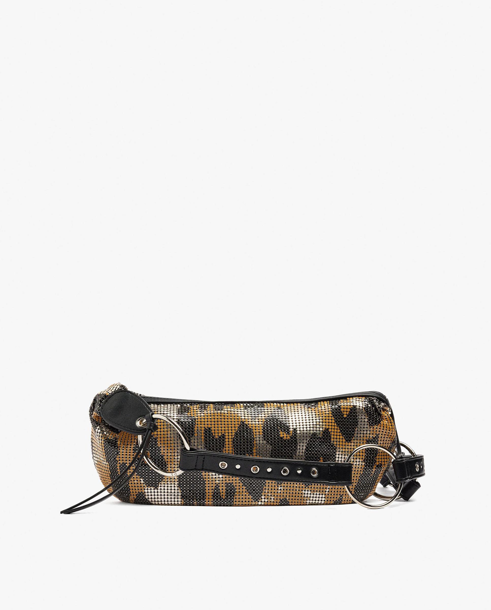 Bandolera de mujer alargada con cierre de cremallera y cuentas con estampado animal print - Parfois - Multicolor Multicolor-1