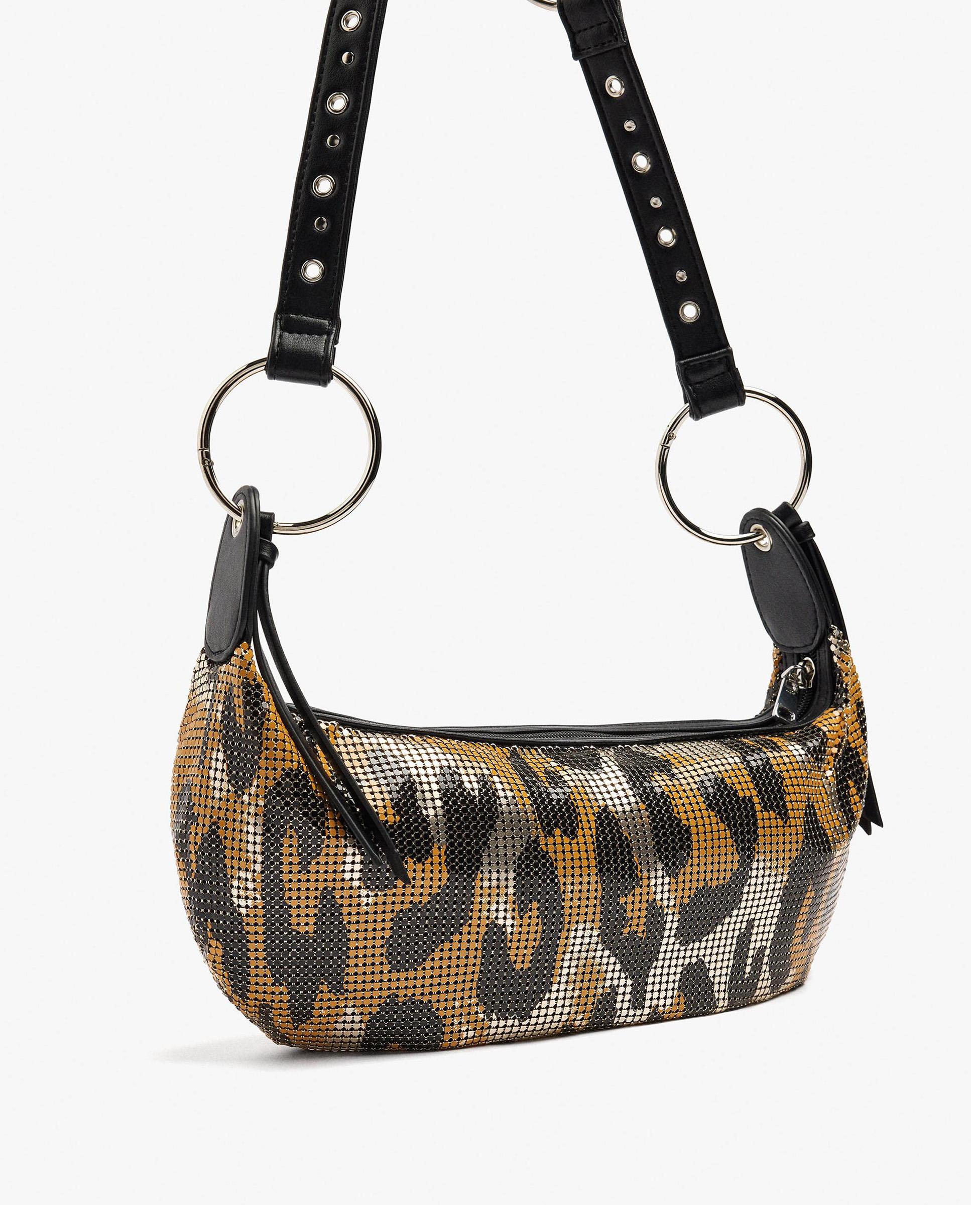 Bandolera de mujer alargada con cierre de cremallera y cuentas con estampado animal print - Parfois - Multicolor Multicolor-2