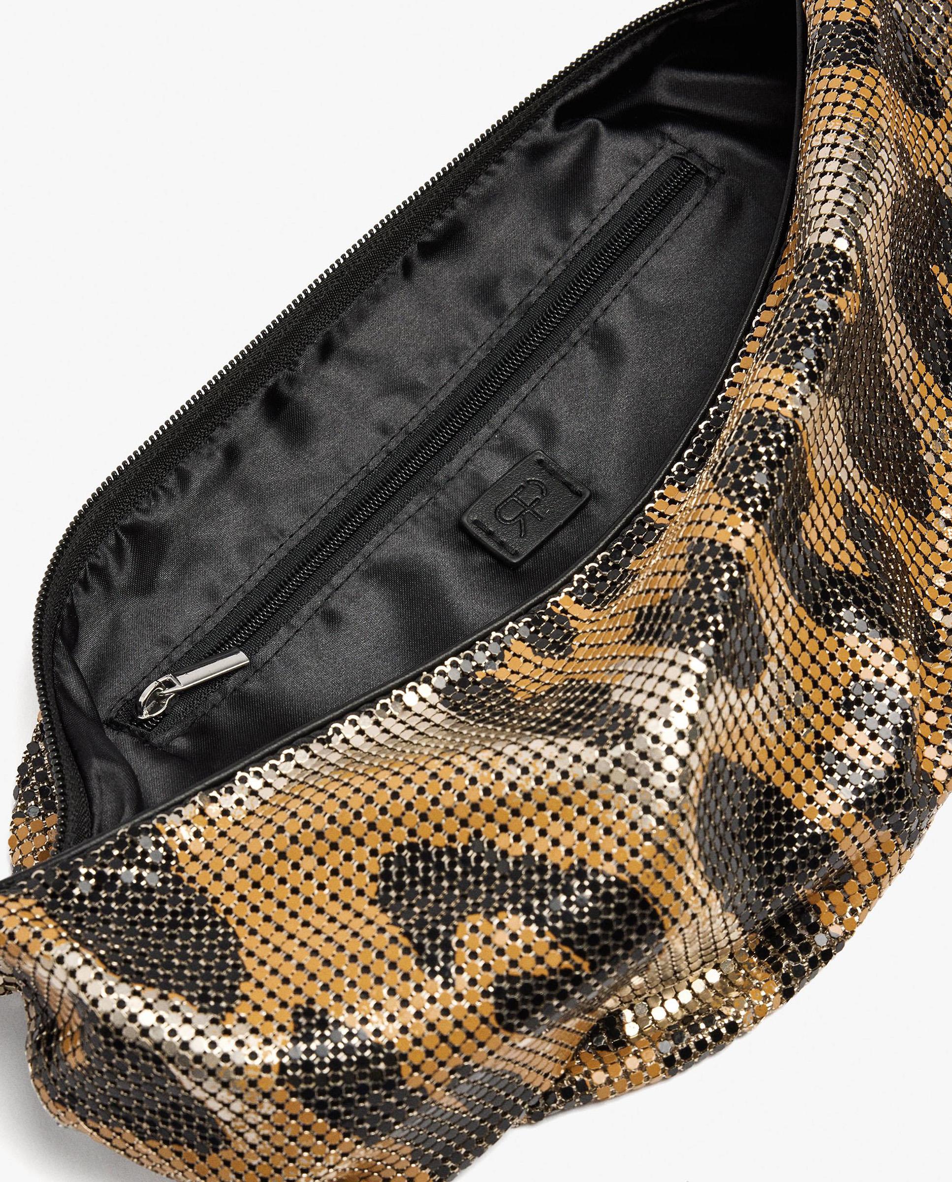 Bandolera de mujer alargada con cierre de cremallera y cuentas con estampado animal print - Parfois - Multicolor Multicolor-4