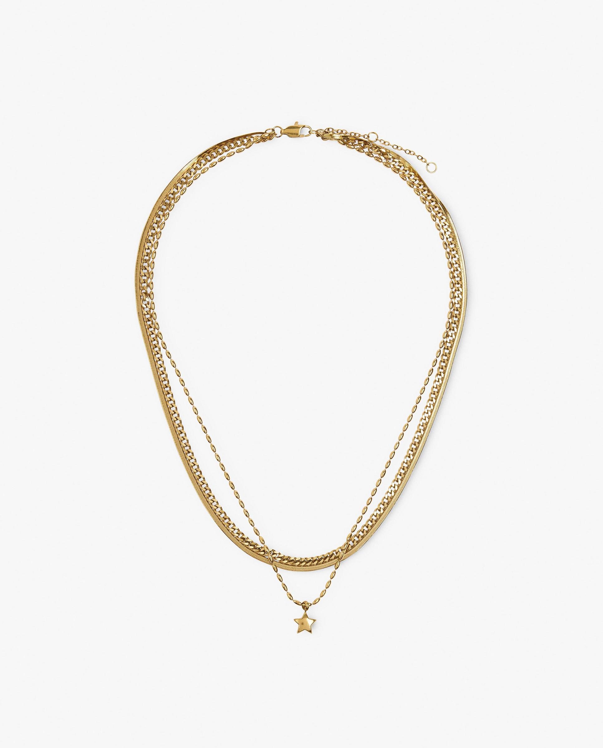 Collar corto de acero inoxidable con detalle de estrella decorativa - Parfois - Dorado Dorado-1