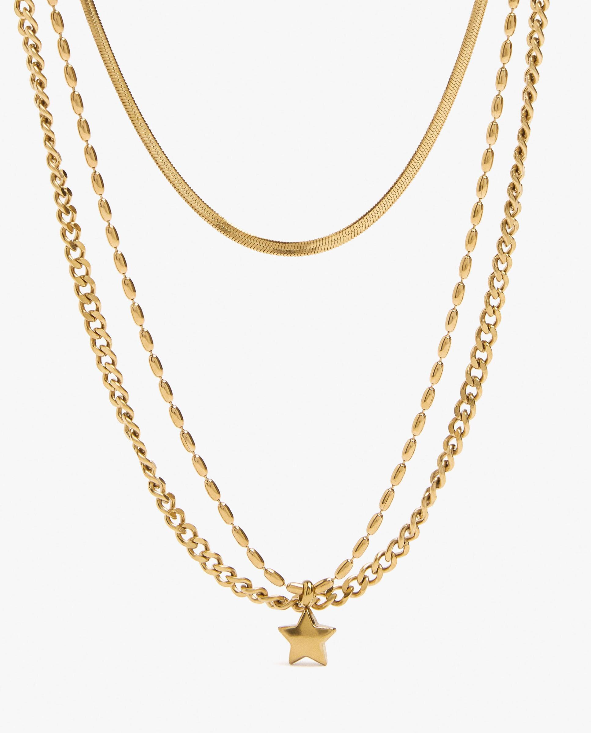 Collar corto de acero inoxidable con detalle de estrella decorativa - Parfois - Dorado Dorado-2