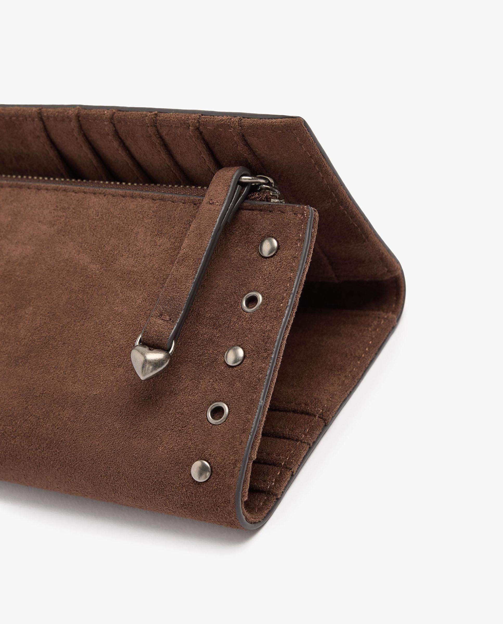 Cartera de mujer grande con tachuelas decorativas y cierre de cremallera en liso - Parfois - Marrón oscuro Marrón oscuro-5