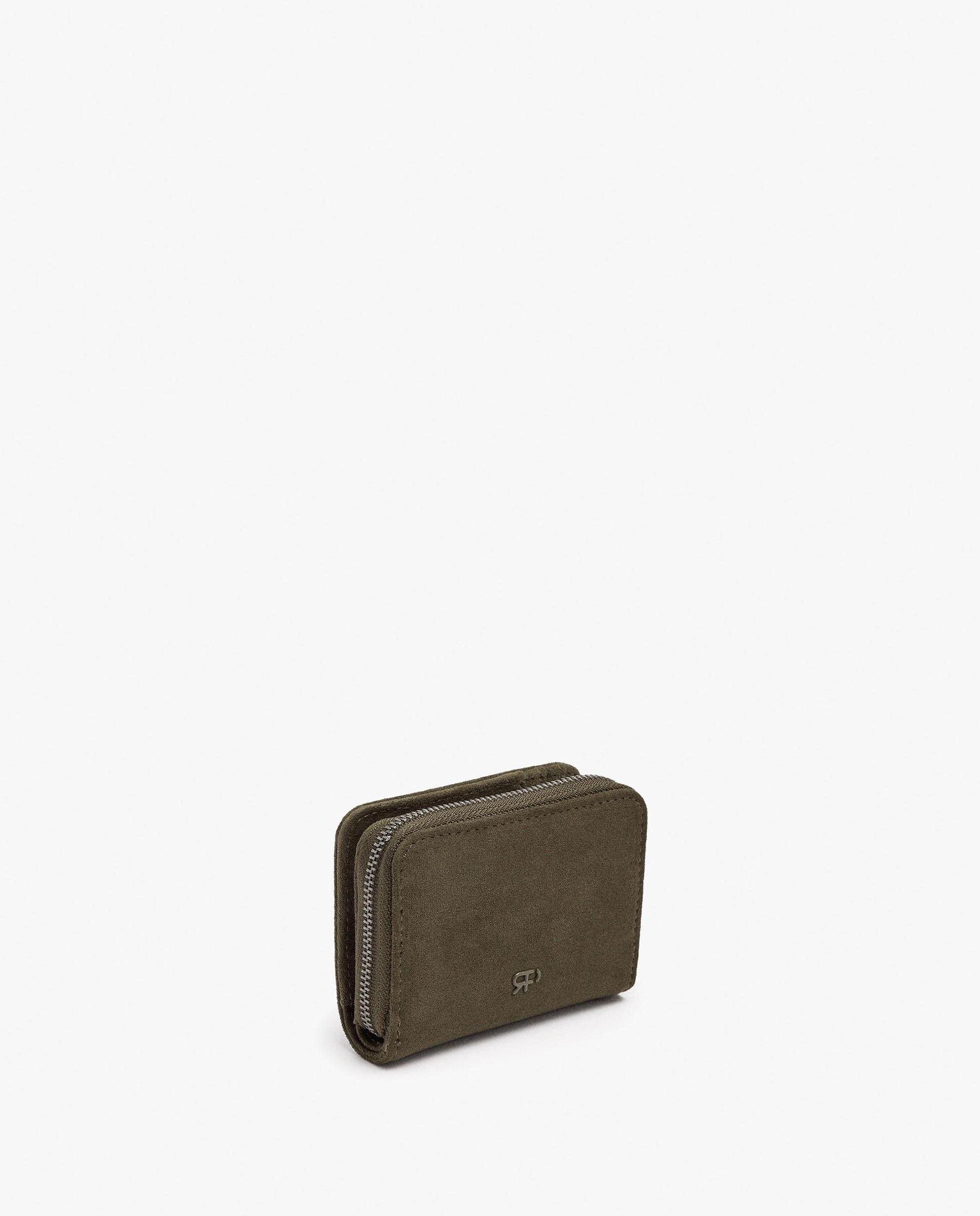 Cartera de mujer pequeña con tachuelas decorativas y cierre de cremallera en liso - Parfois - Kaki Kaki-2