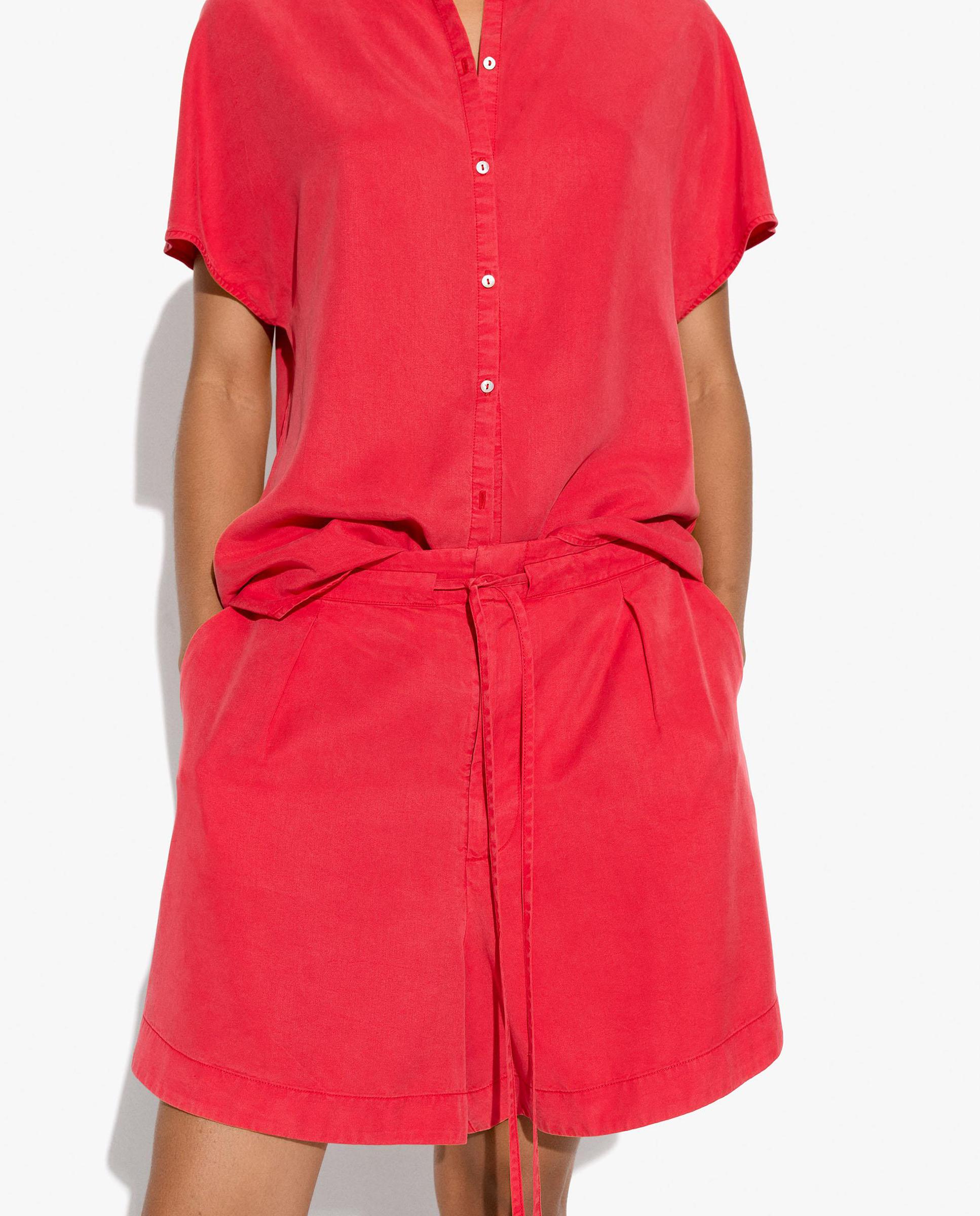 Short de mujer 100% liocel con cordón ajustable en liso - Parfois - Rojo Rojo-2