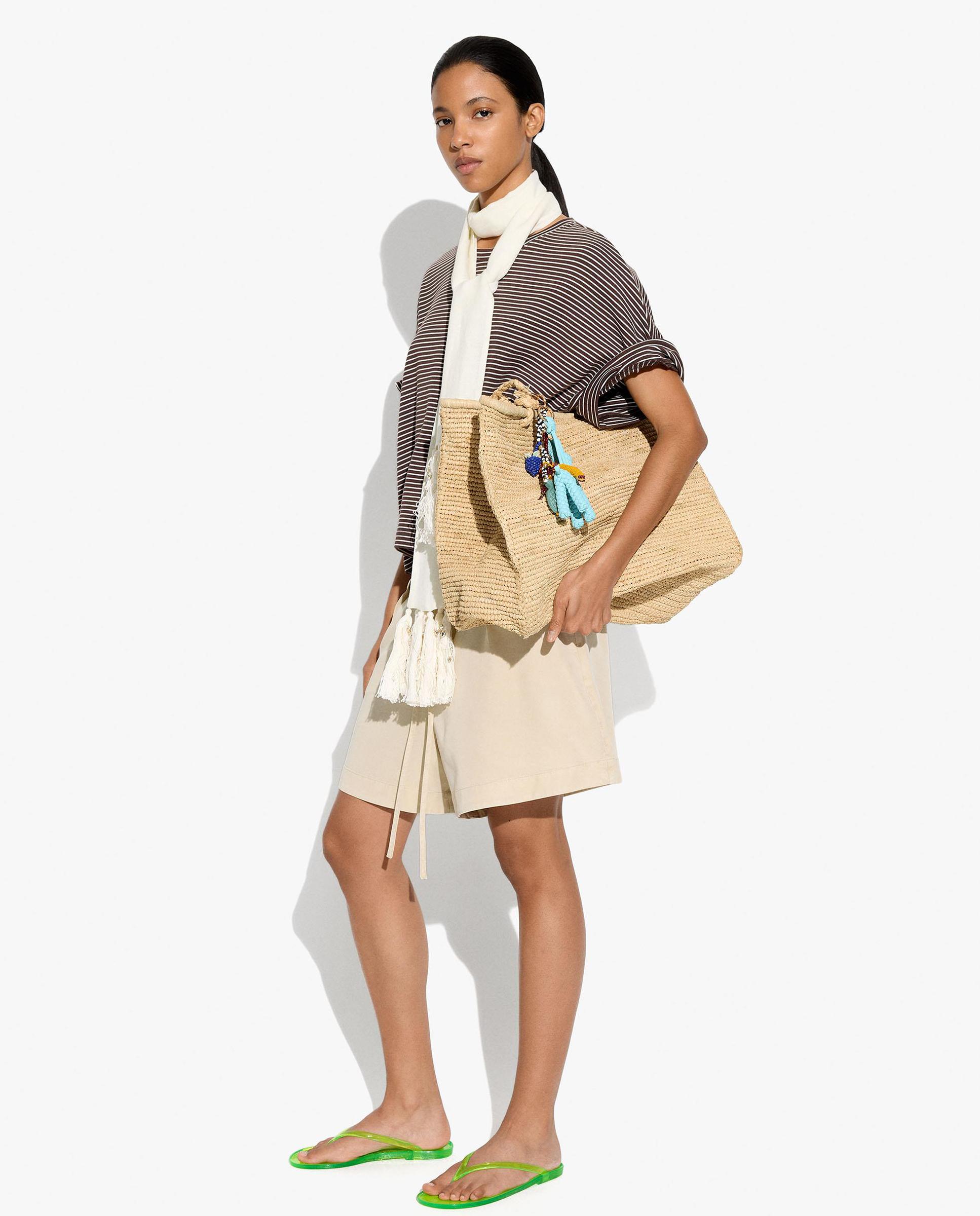 Short de mujer 100% liocel con cordón ajustable en liso - Parfois - Beige Beige-1