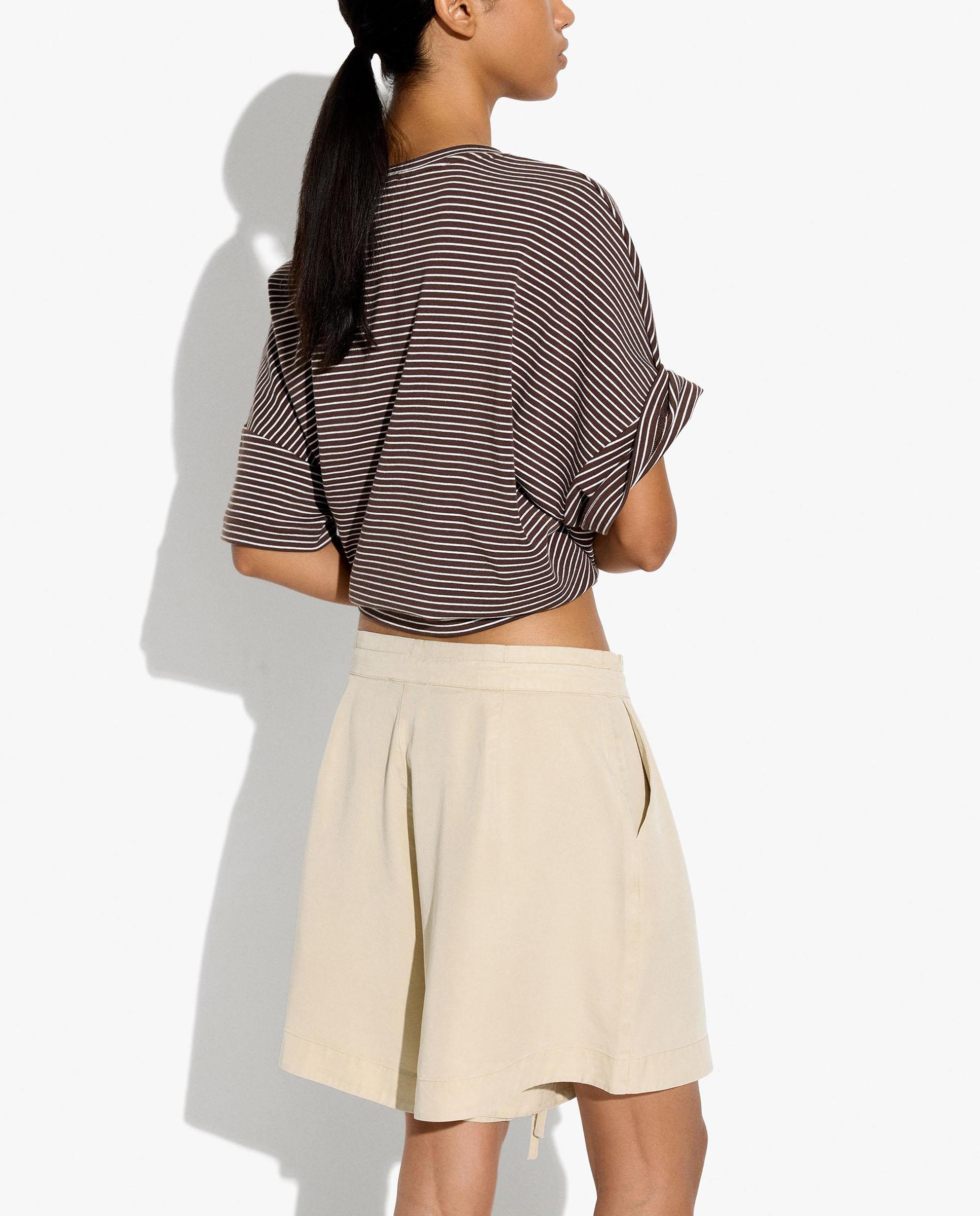 Short de mujer 100% liocel con cordón ajustable en liso - Parfois - Beige Beige-4