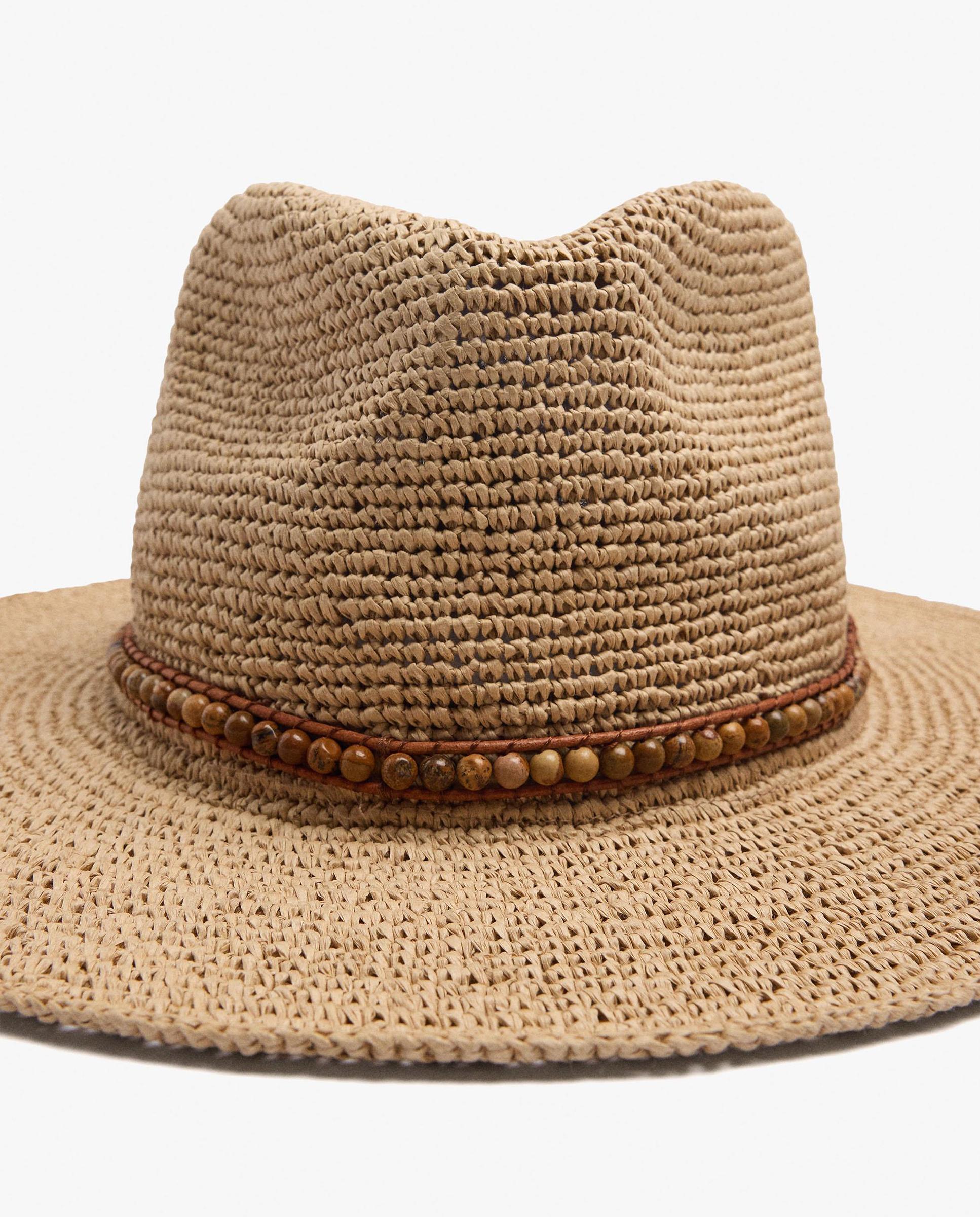 Sombrero de mujer con tira decorativa de cuentas - Parfois - Natural Natural-3