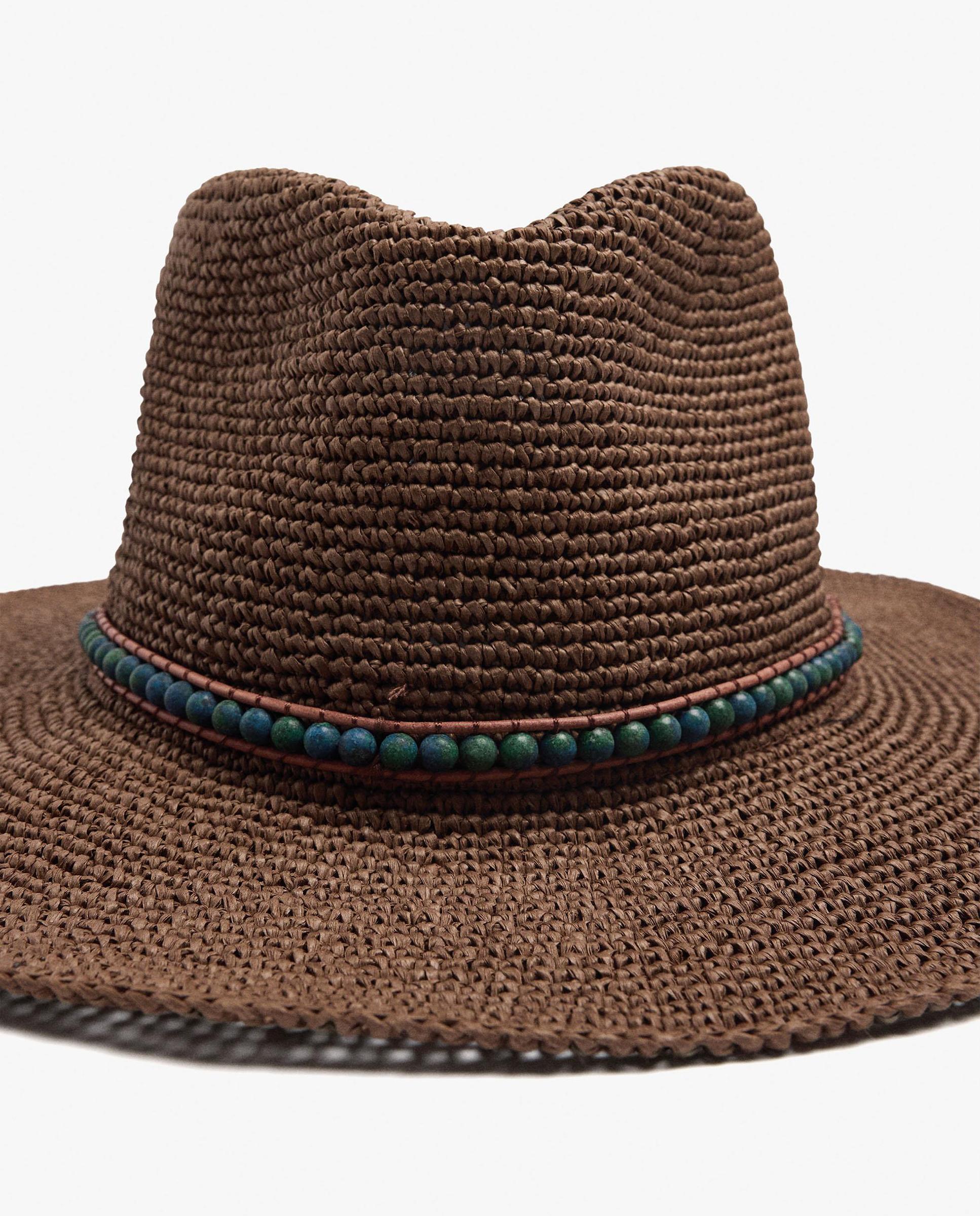 Sombrero de mujer con tira decorativa de cuentas - Parfois - Marrón oscuro Marrón oscuro-3