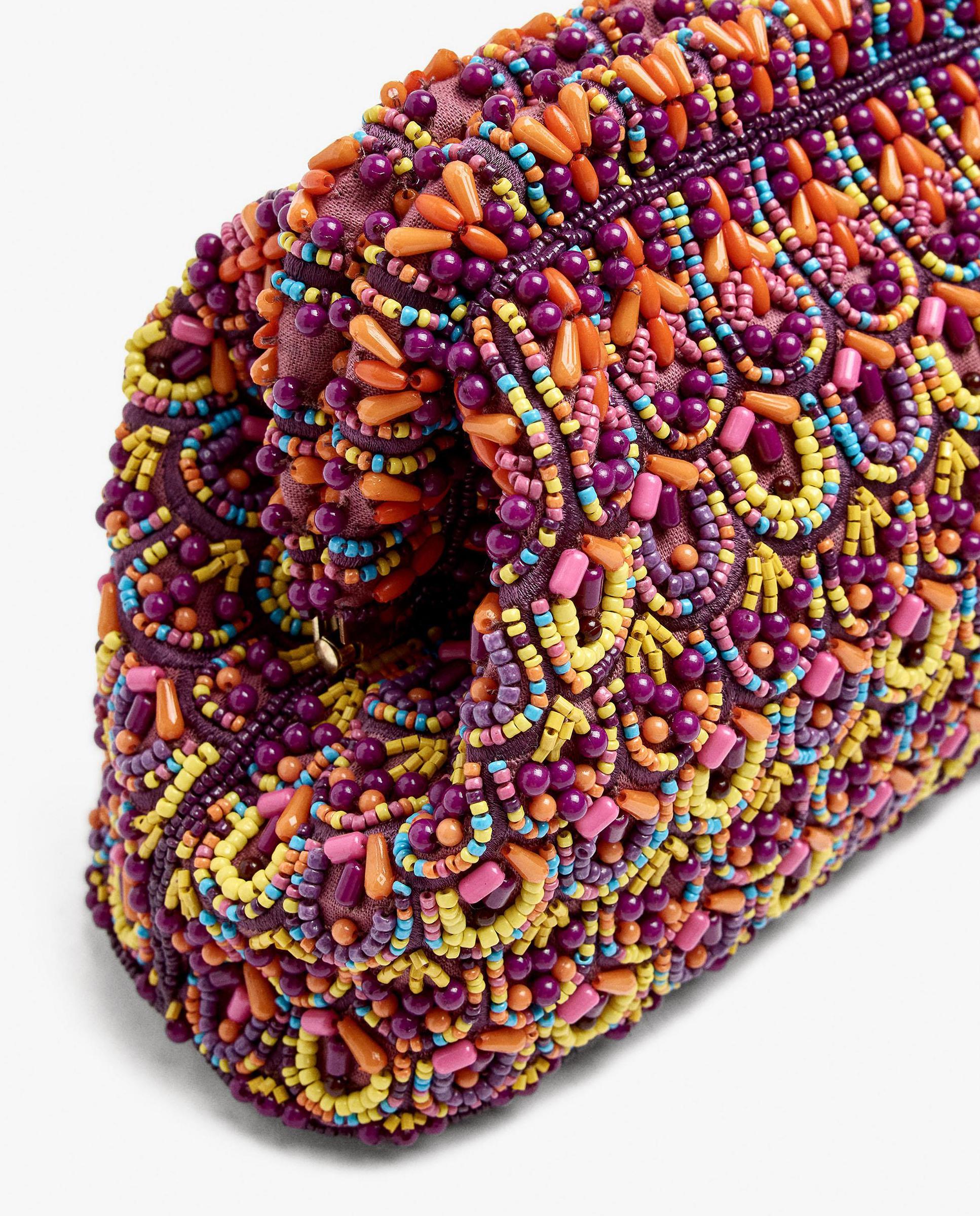 Bolso de fiesta convertible a bandolera con cuentas decorativas y cierre imantado en liso - Parfois - Multicolor Multicolor-3