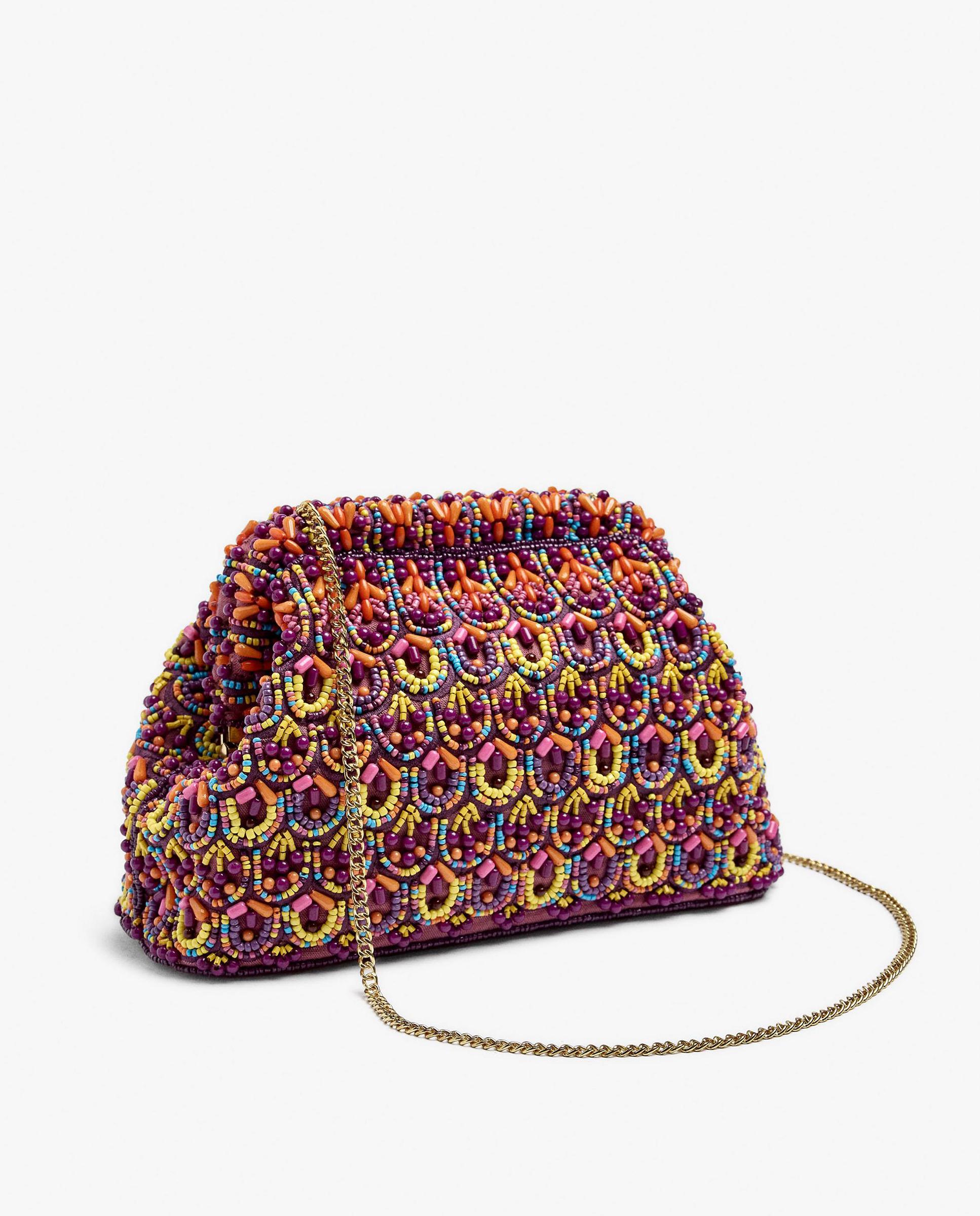 Bolso de fiesta convertible a bandolera con cuentas decorativas y cierre imantado en liso - Parfois - Multicolor Multicolor-2