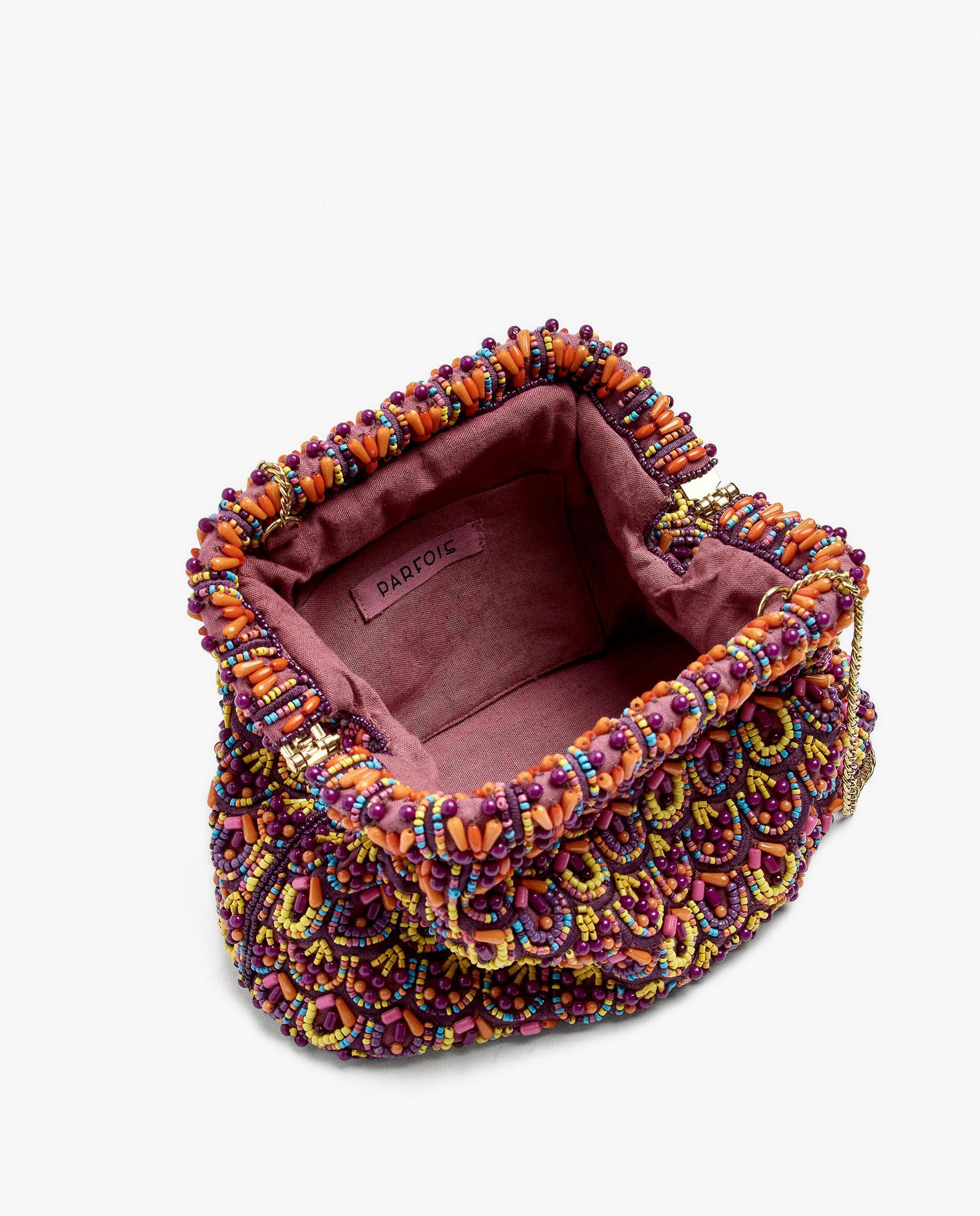 Bolso de fiesta convertible a bandolera con cuentas decorativas y cierre imantado en liso - Parfois - Multicolor Multicolor-4