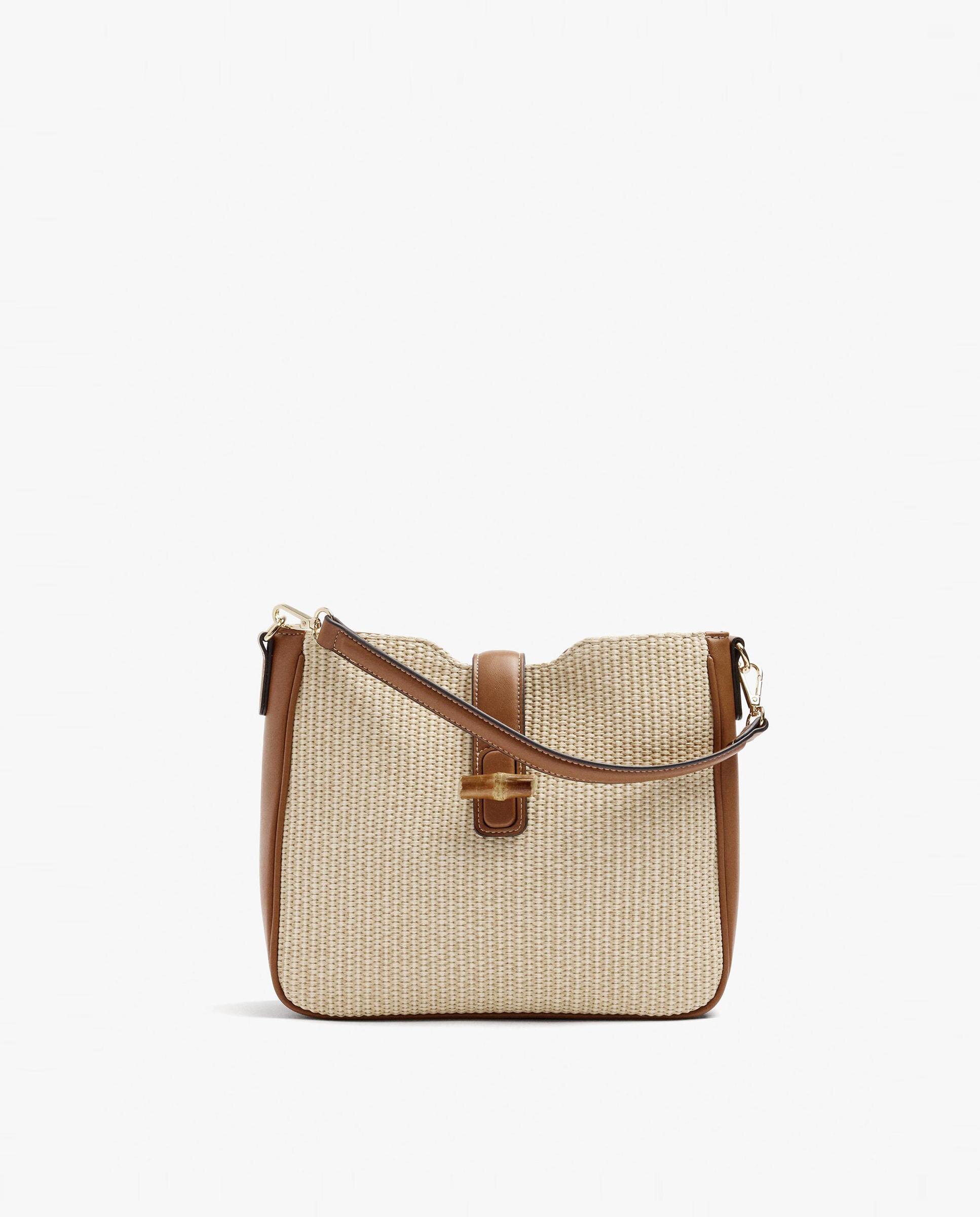 Bolso de hombro con neceser extraíble y cierre de botón - Parfois - Natural Natural-1